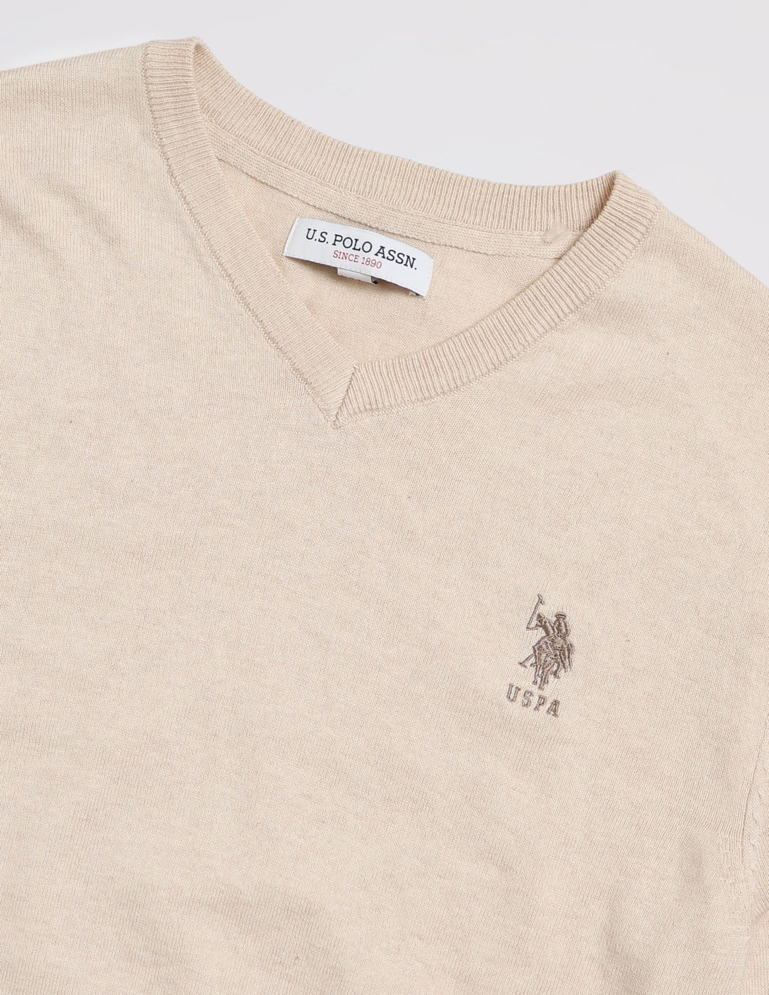 Heathered Regular Fit Sweater Beige - U.S. POLO ASSN. | Large