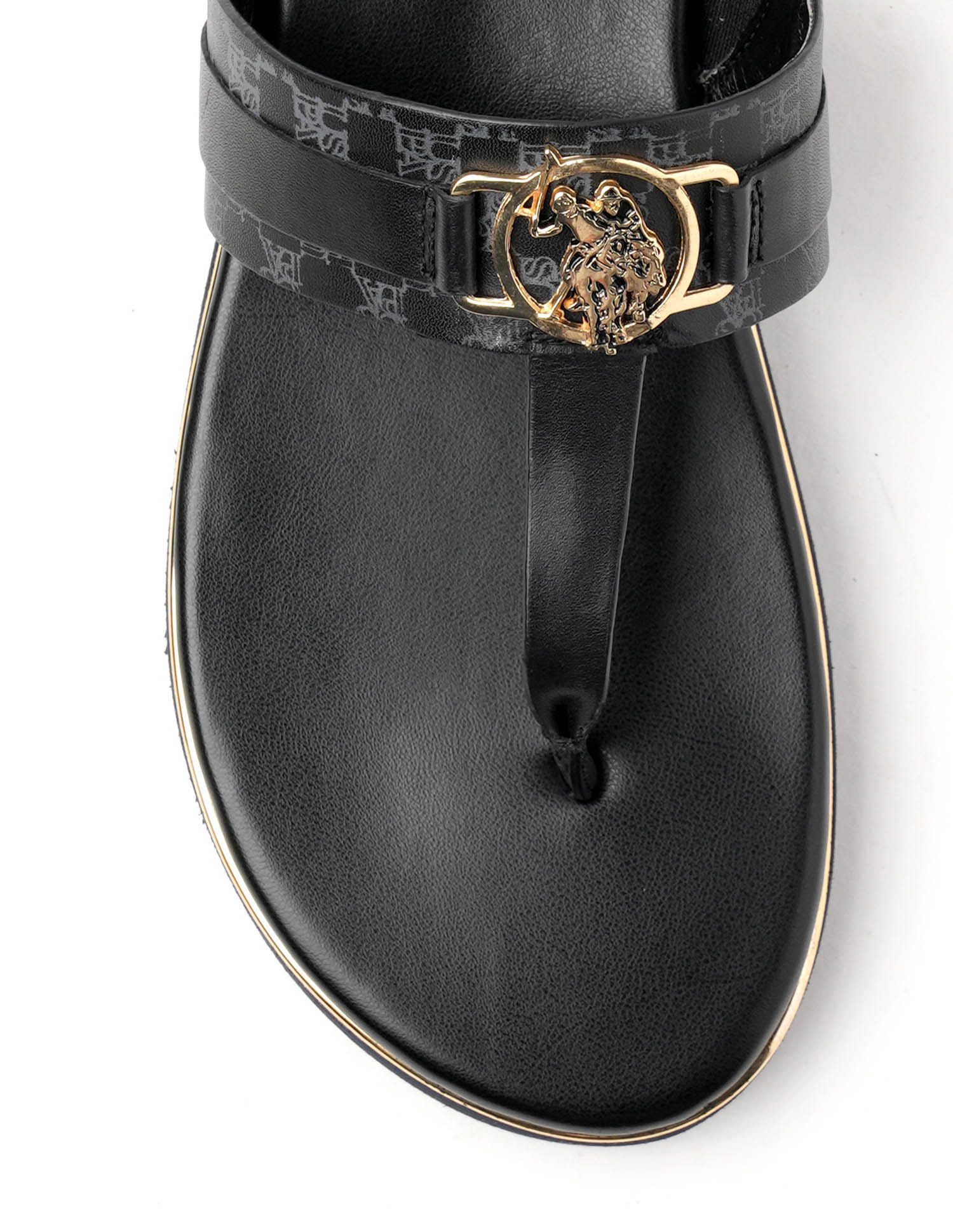 Women Abigail Flat Sandals Black - U.S. Polo Assn. India | Large