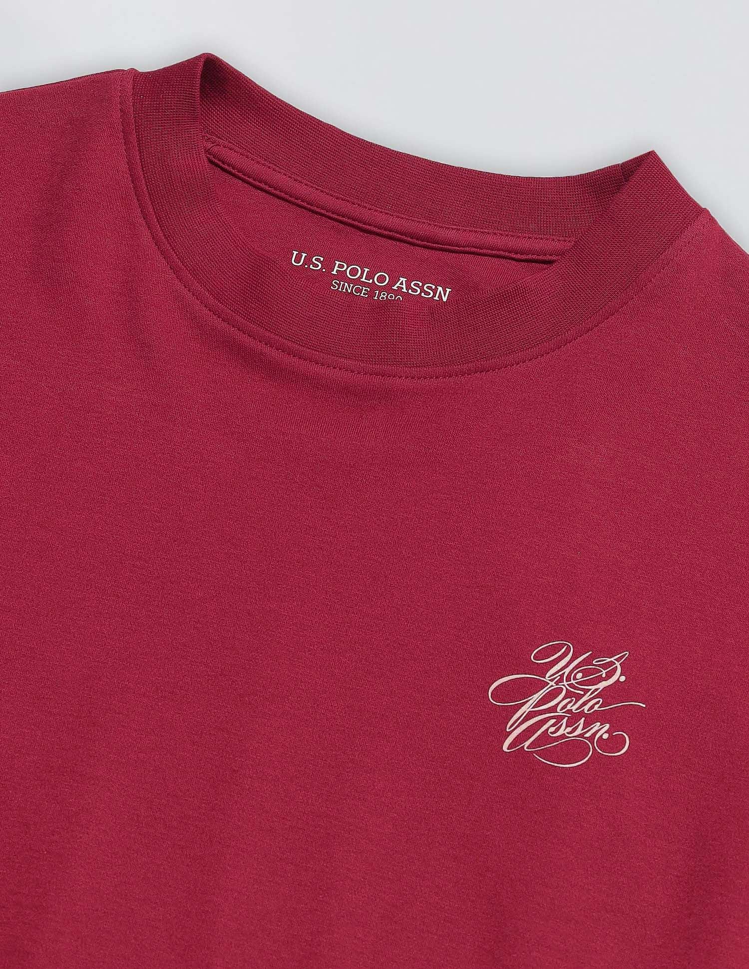 Boxy Fit Solid Lounge T-Shirt Dark Red - U.S. POLO ASSN. | Large