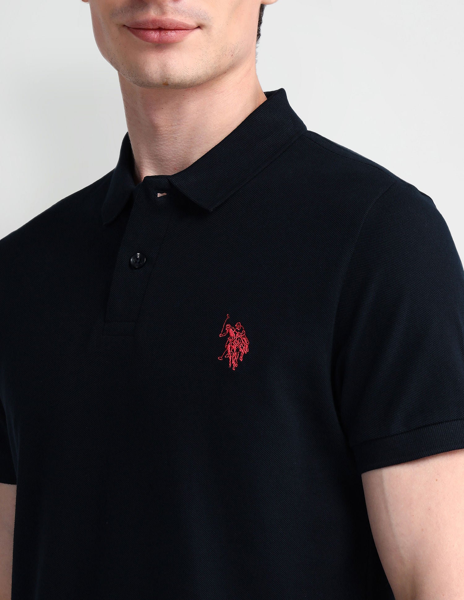 Muscle Fit Solid Polo Shirt Black - U.S. Polo Assn. India | Large