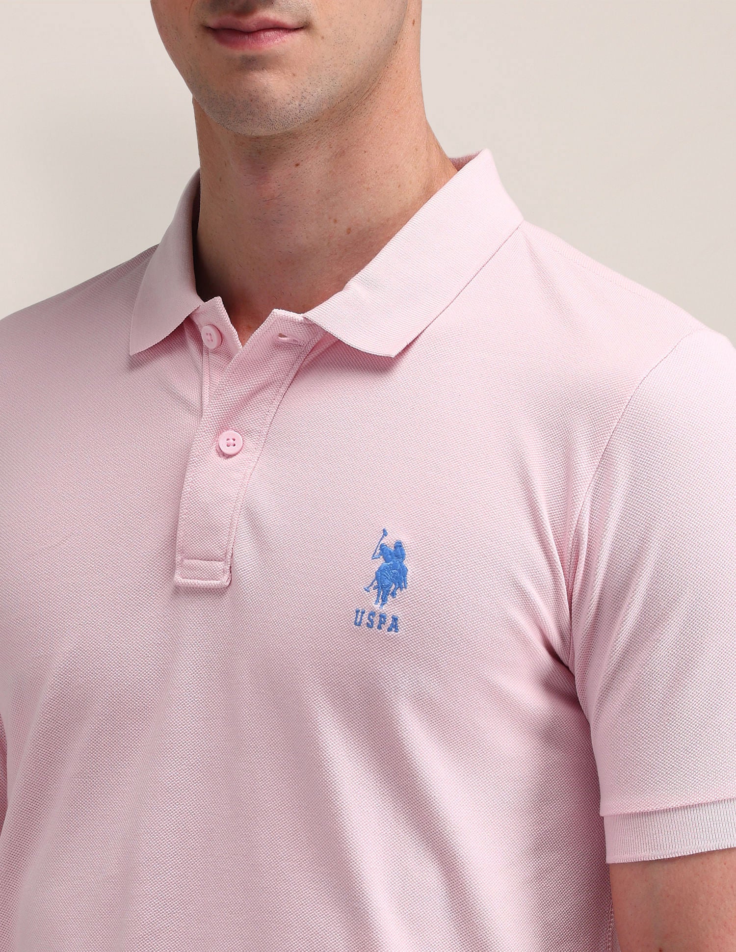 Solid Slim Fit Polo Shirt Light Pink - U.S. POLO ASSN. | Large