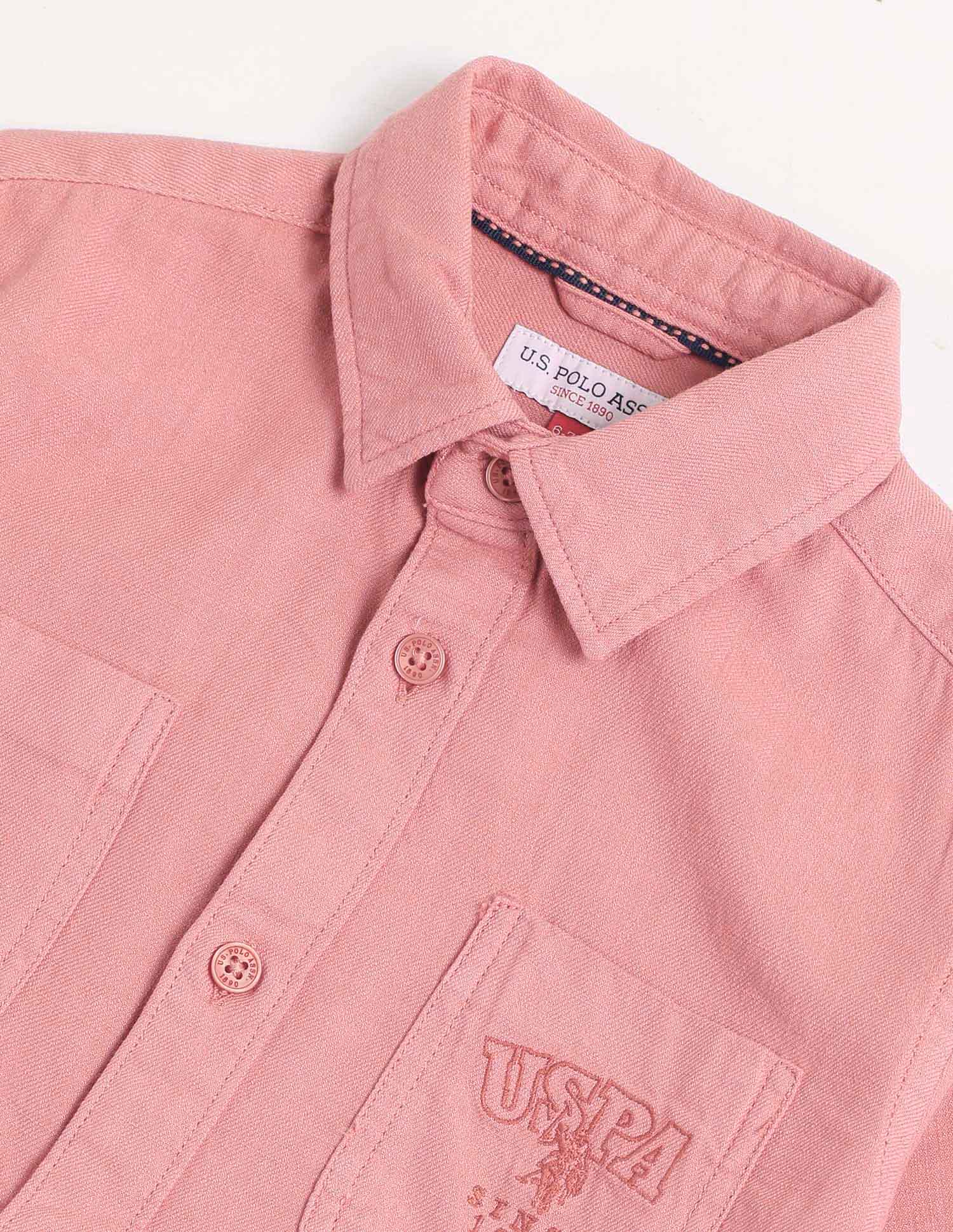 Boys Solid Regular Fit Shirt Red - U.S. POLO ASSN. | Large