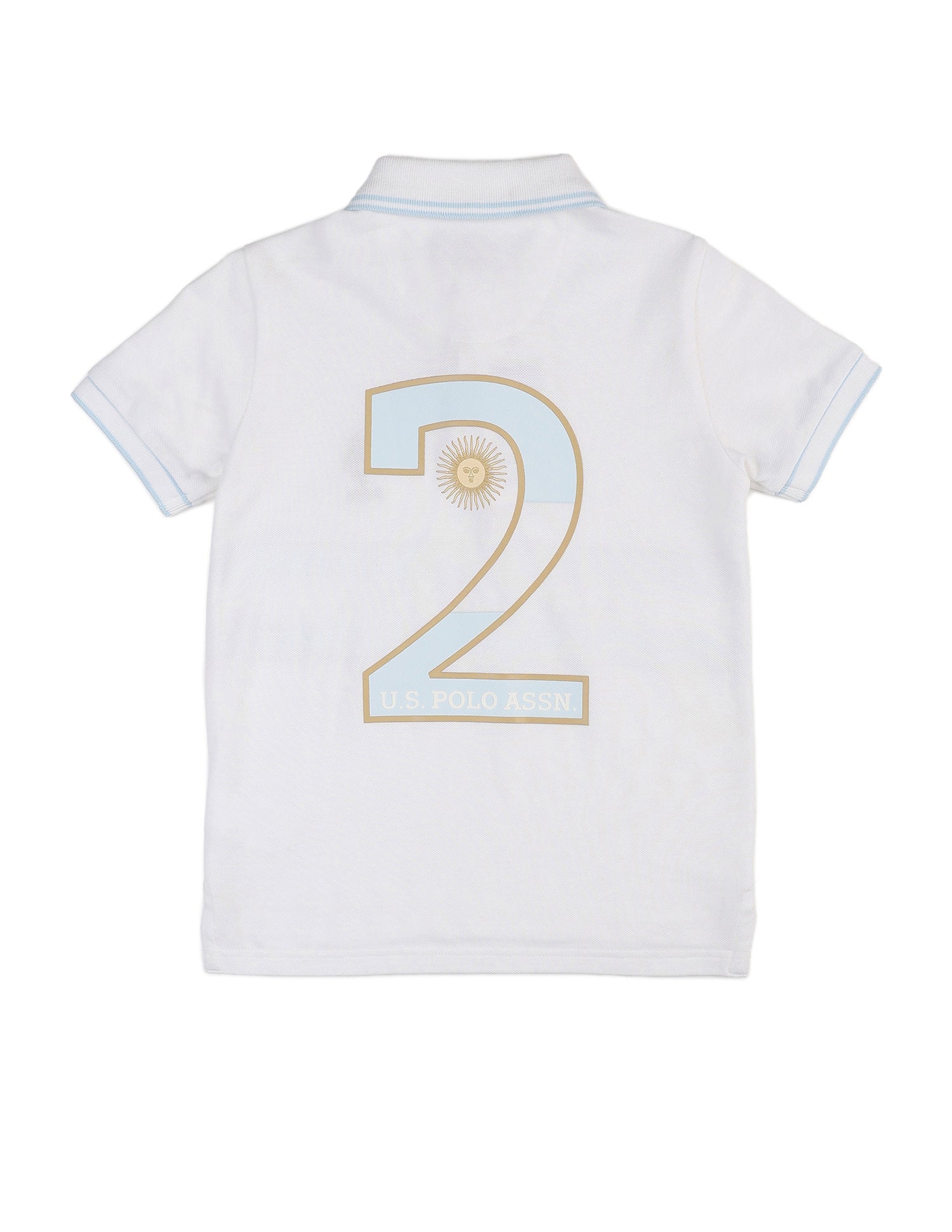 Boys Typographic Pure Cotton Polo Shirt White - U.S. POLO ASSN. | Large