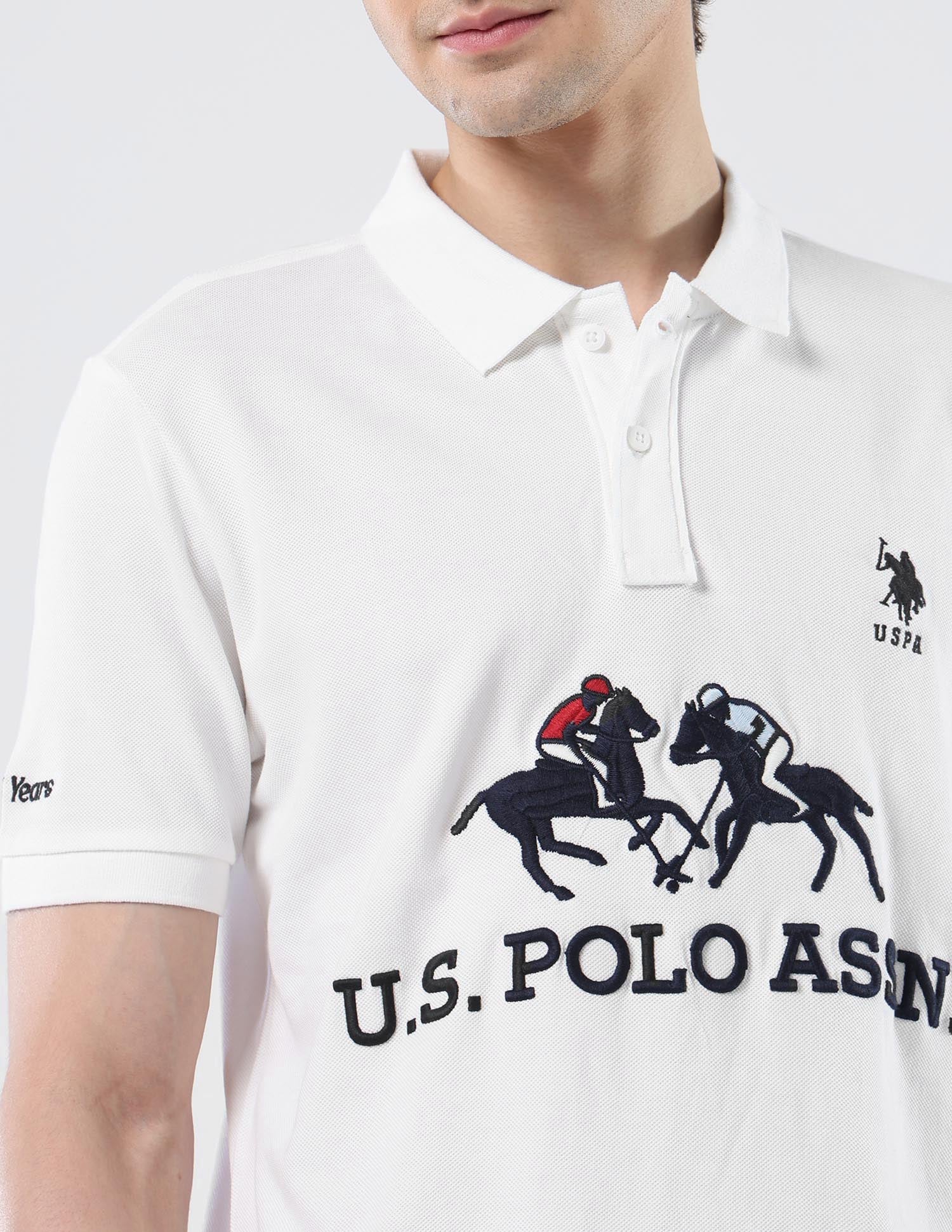 Brand Embroidered 135 Anniversary Polo Shirt White - U.S. Polo Assn. India | Large