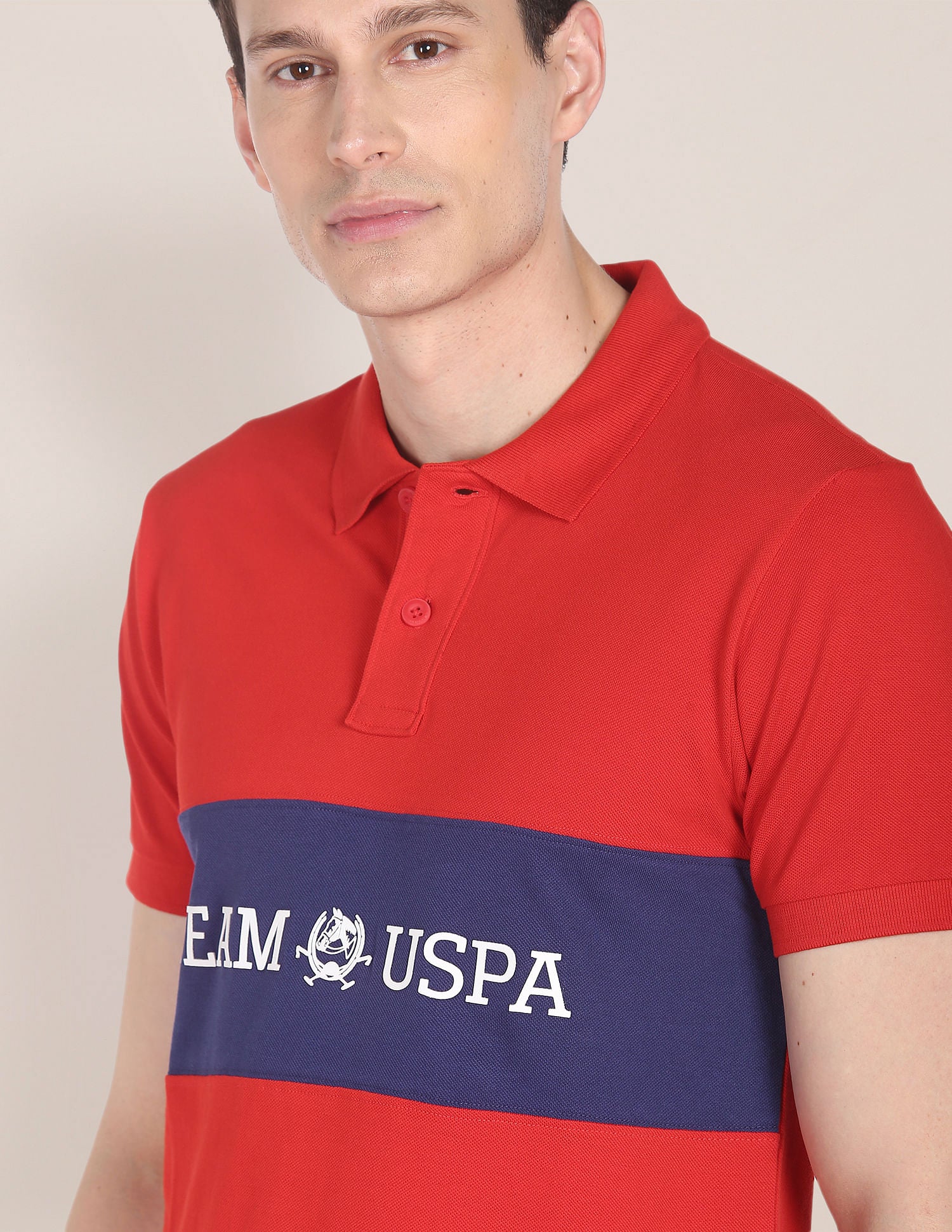Brand Print Cotton Polo Shirt Red - U.S. Polo Assn. India | Large