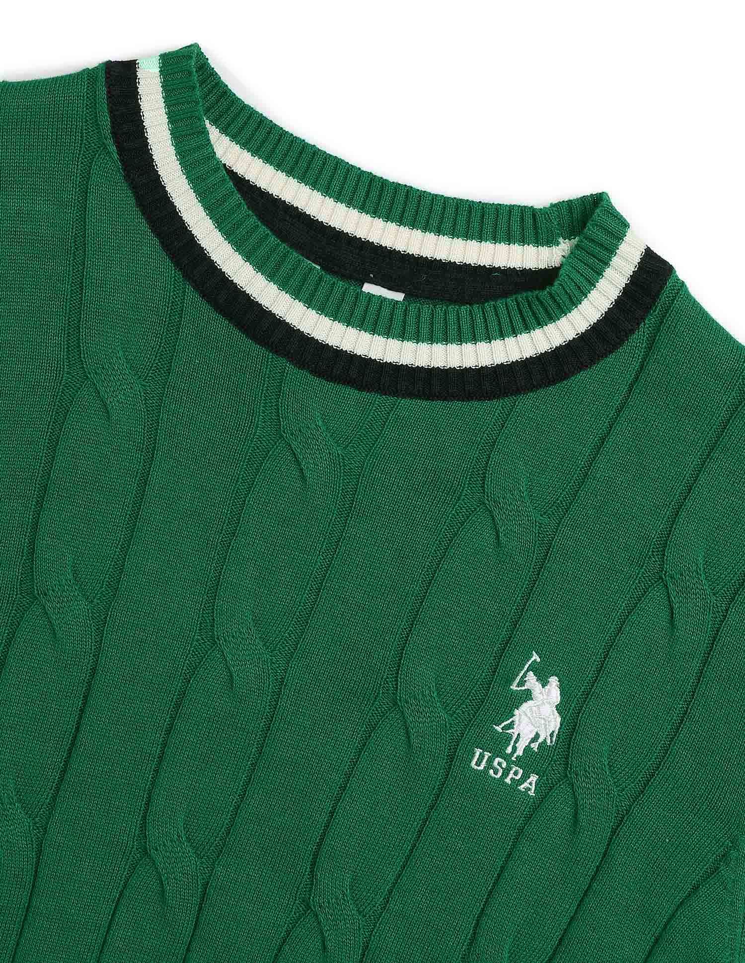 Textured Relaxed Fit Sweater Green - U.S. POLO ASSN. | Large