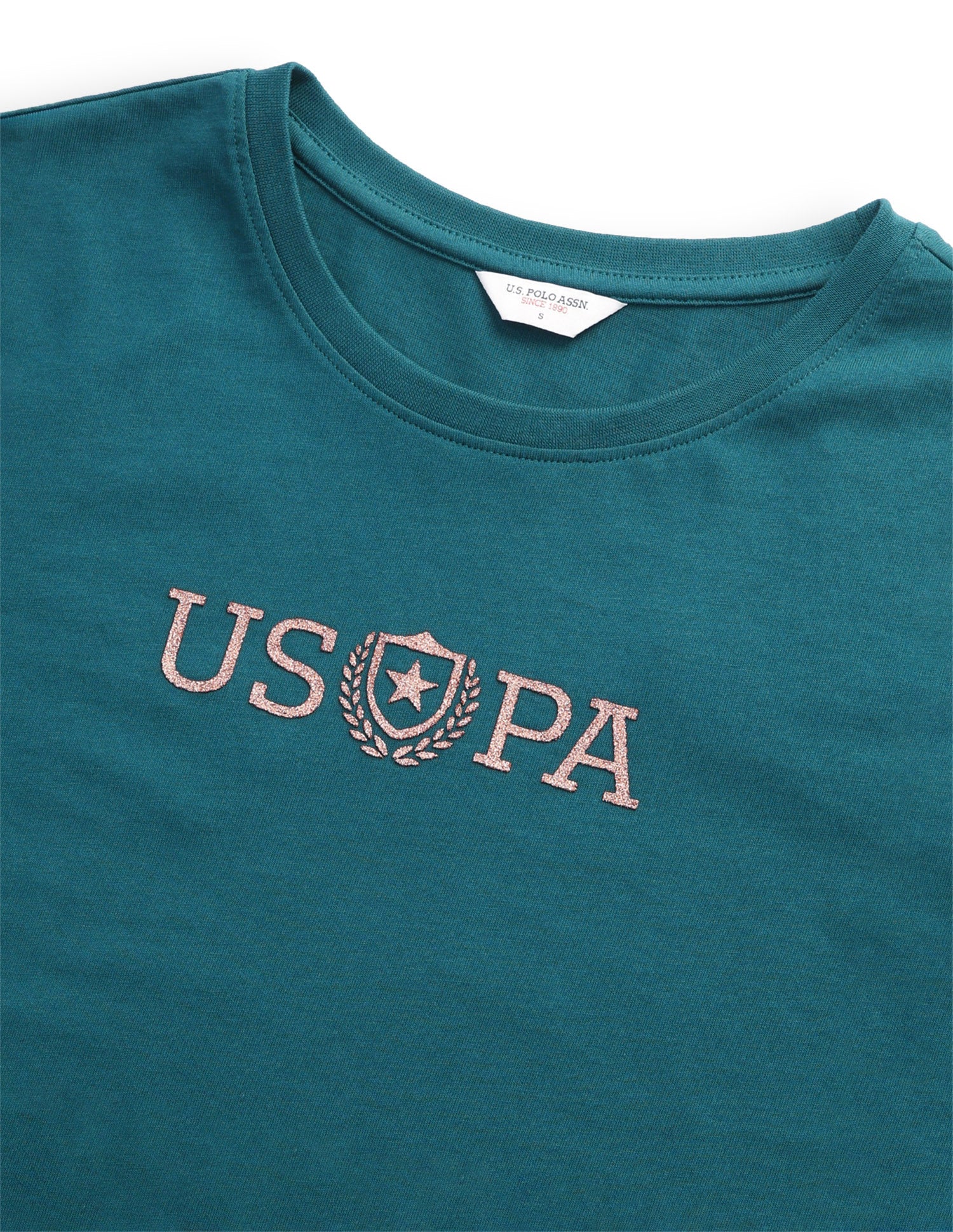 Brand Embossed Regular Fit T-Shirt Teal - U.S. Polo Assn. India | Large