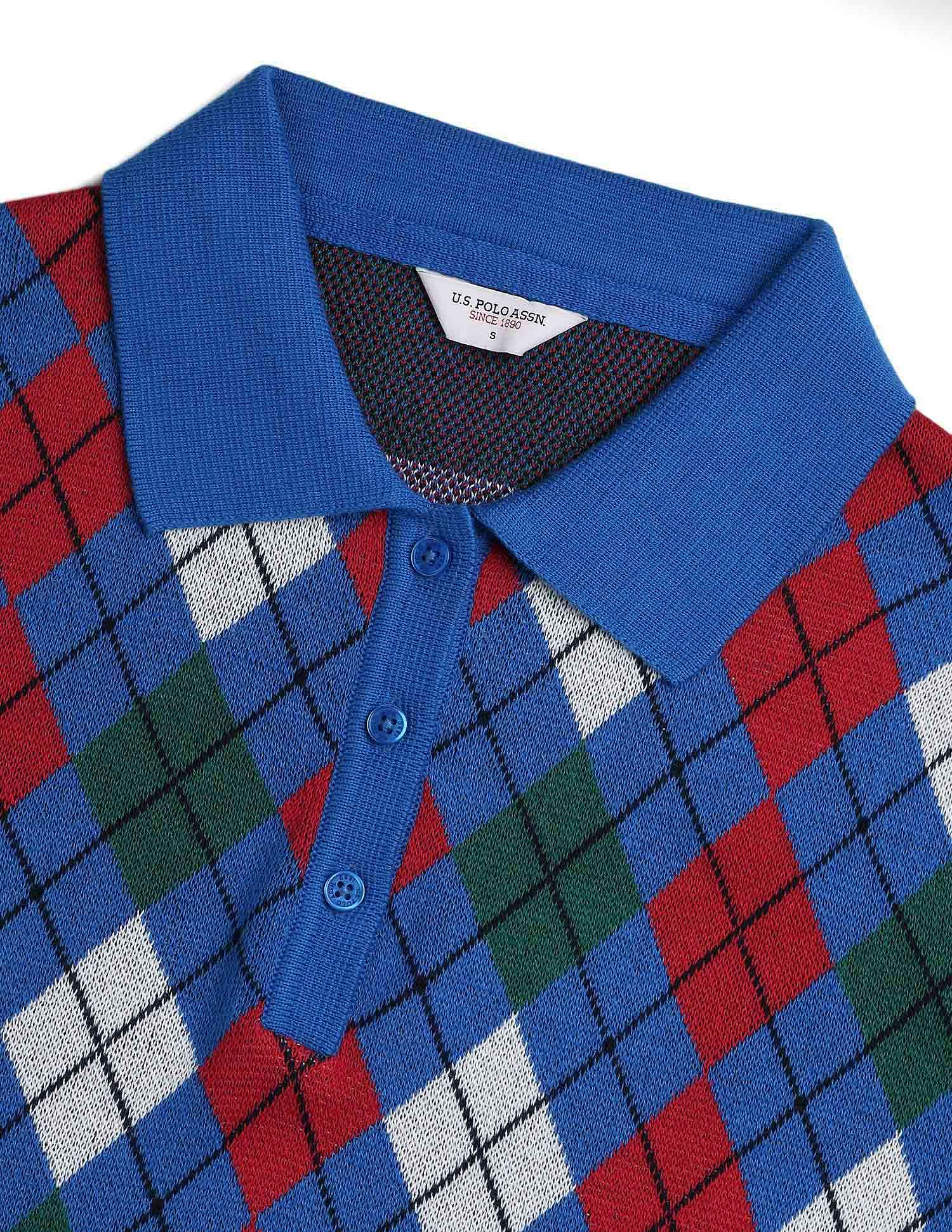 Relaxed Fit Argyle Polo Shirt Blue - U.S. POLO ASSN. | Large