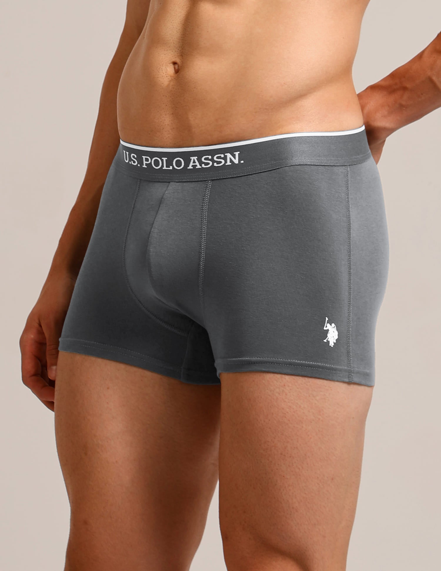 Solid Mid Rise ET004-P5 Trunks - Pack Of 5 Multi-colour - U.S. Polo Assn. India | Large