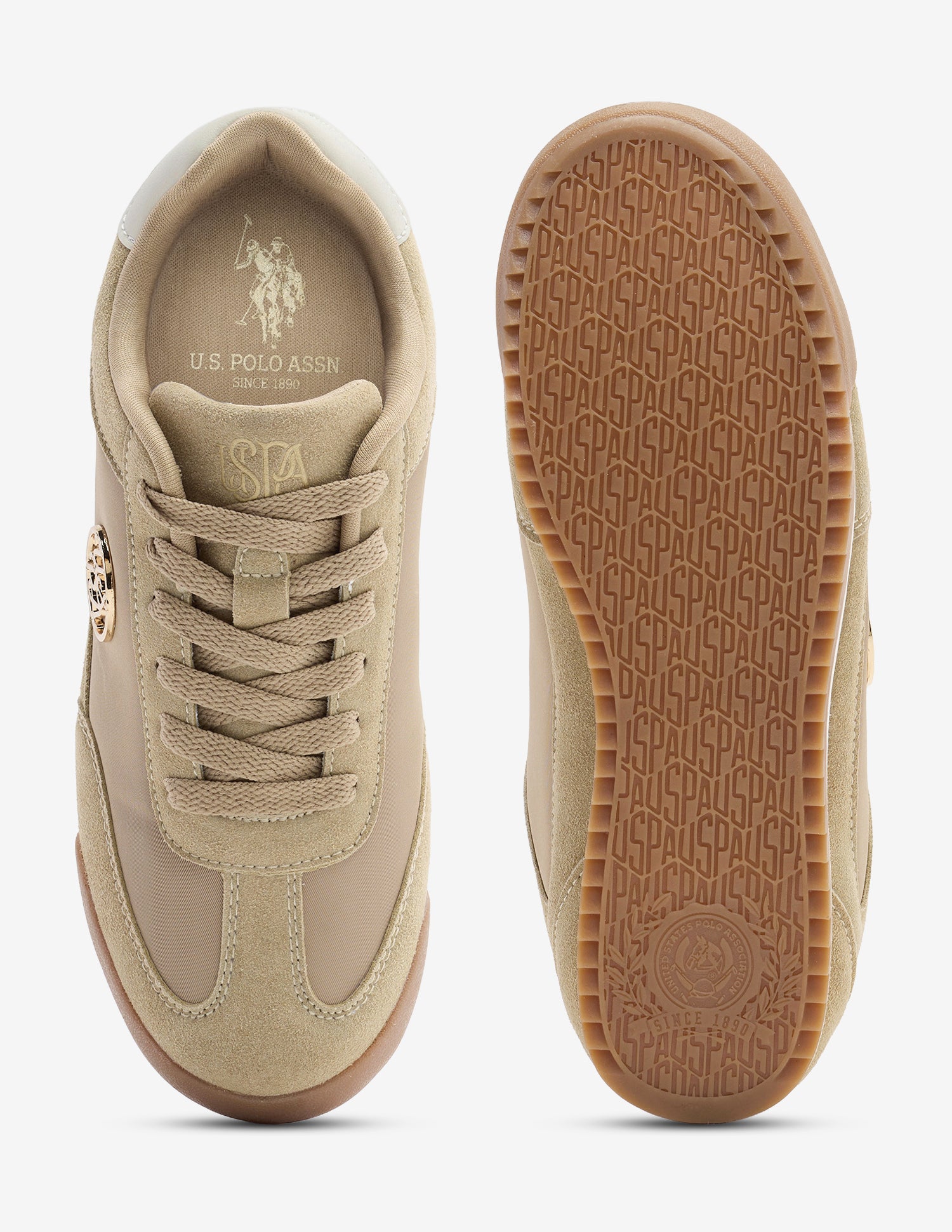 Ondine Lace-Ups Suede Sneakers Beige - U.S. Polo Assn. India | Large