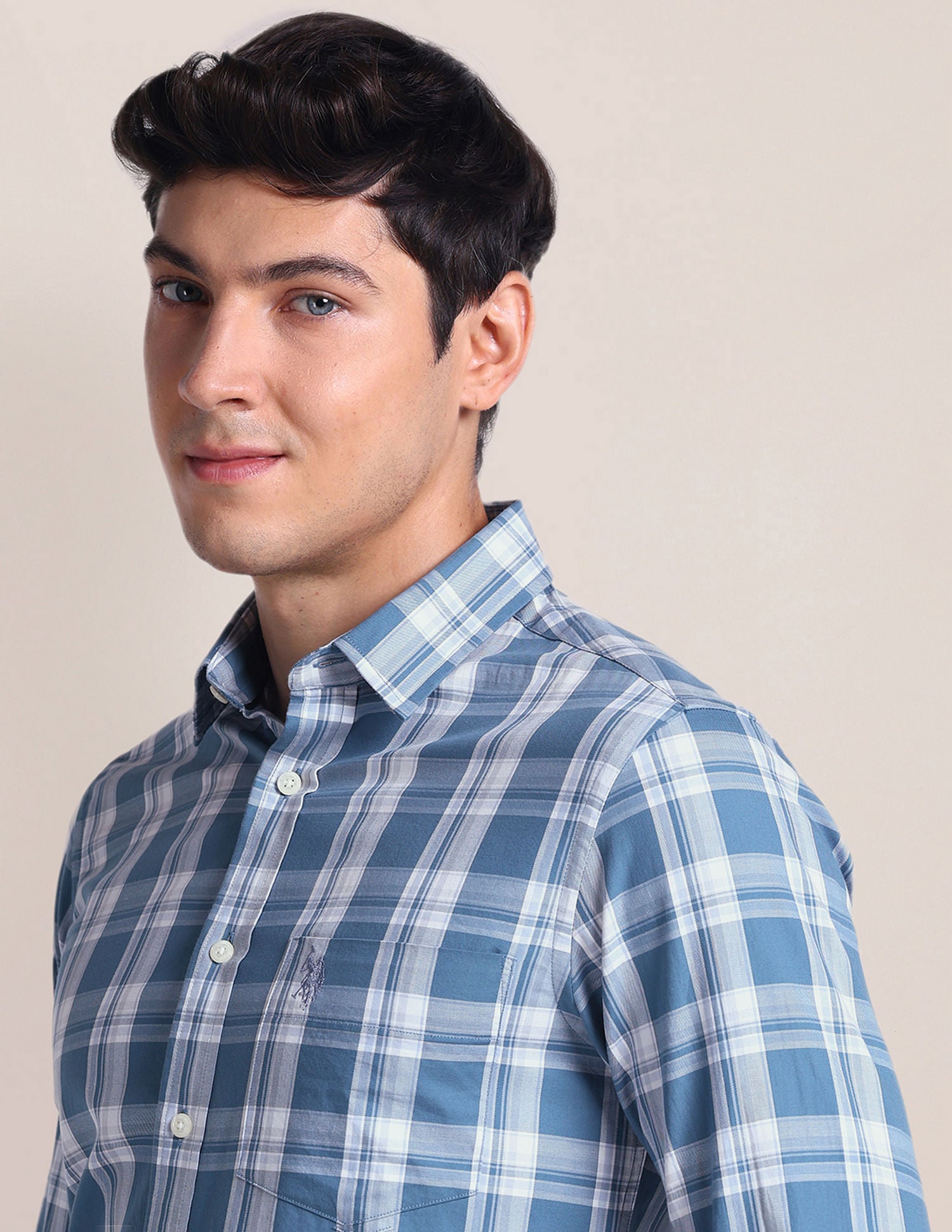Tartan Check Tailored Fit Shirt Blue - U.S. POLO ASSN. | Large