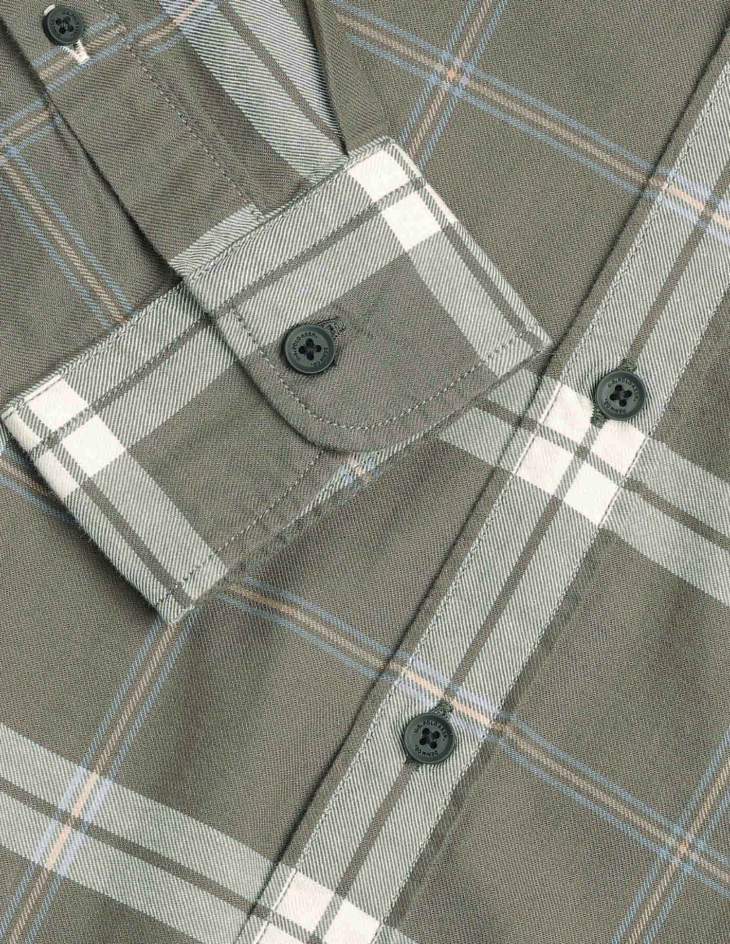 Regular Fit Twill Pure Cotton Shirt Light Olive - U.S. Polo Assn. India | Large