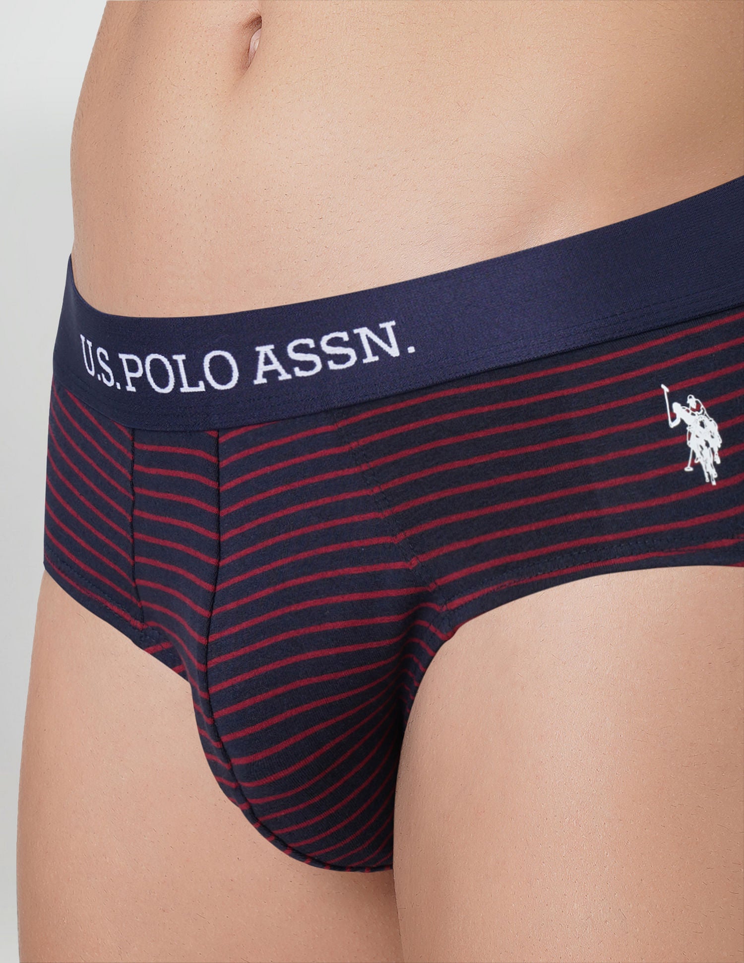 Striped Antibacterial EB005 Briefs - Pack Of 2 Navy and Maroon - U.S. POLO ASSN. | Large