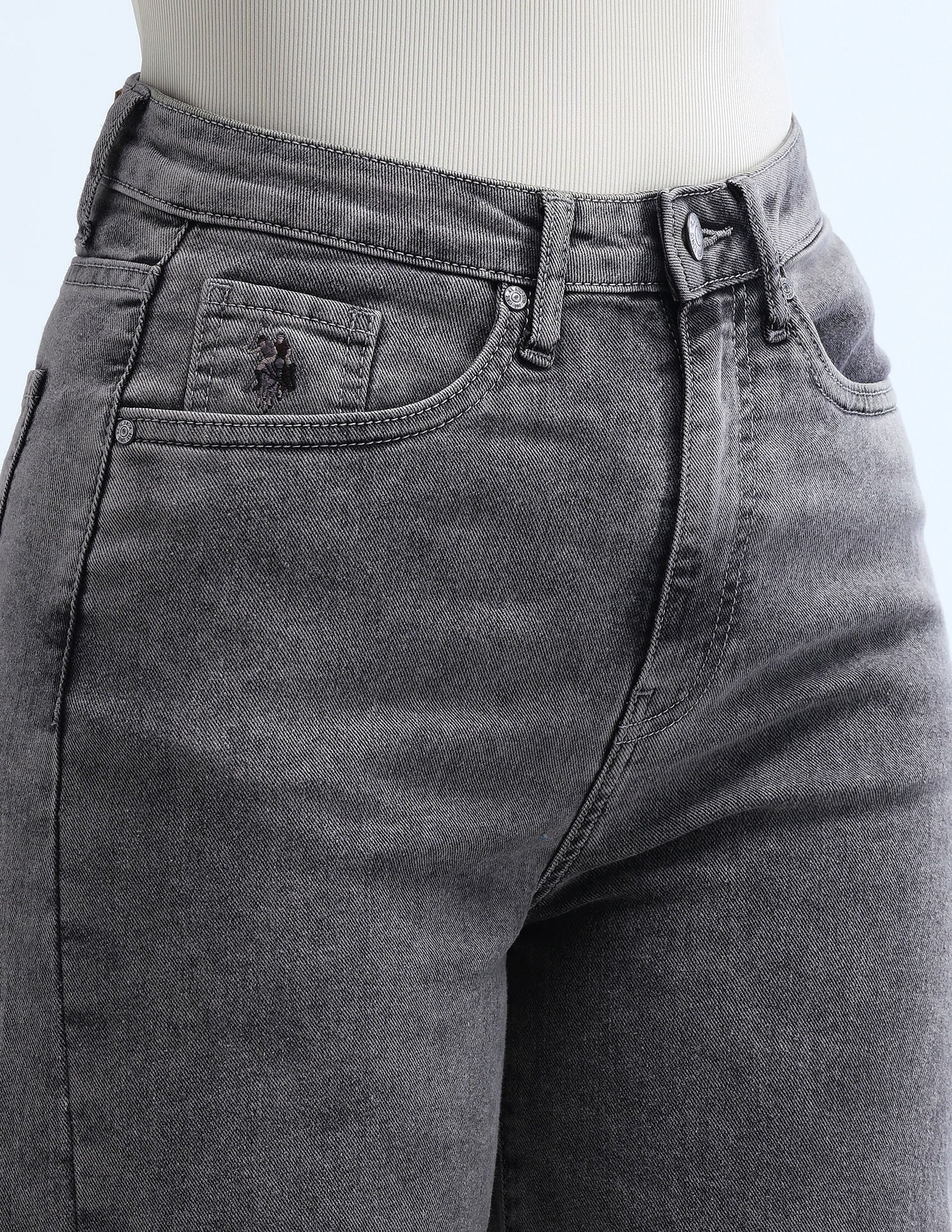 High Rise Stretchable Baggy Jeans Light Grey - U.S. POLO ASSN. | Large