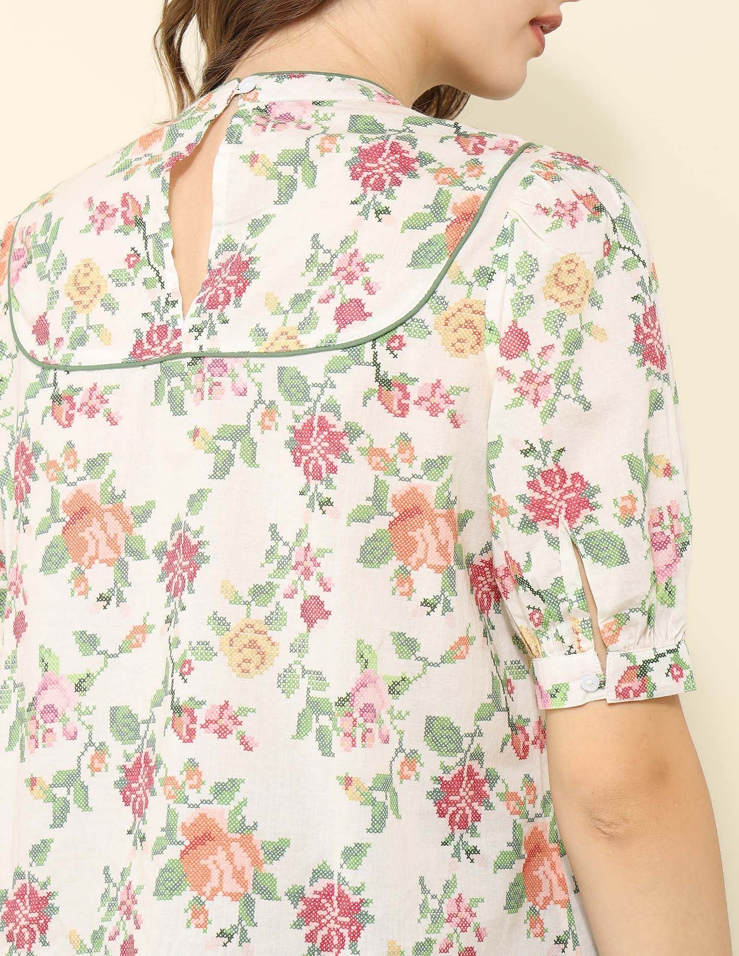 Yoke Design Floral Printed Top Multi-colour - U.S. Polo Assn. India | Large