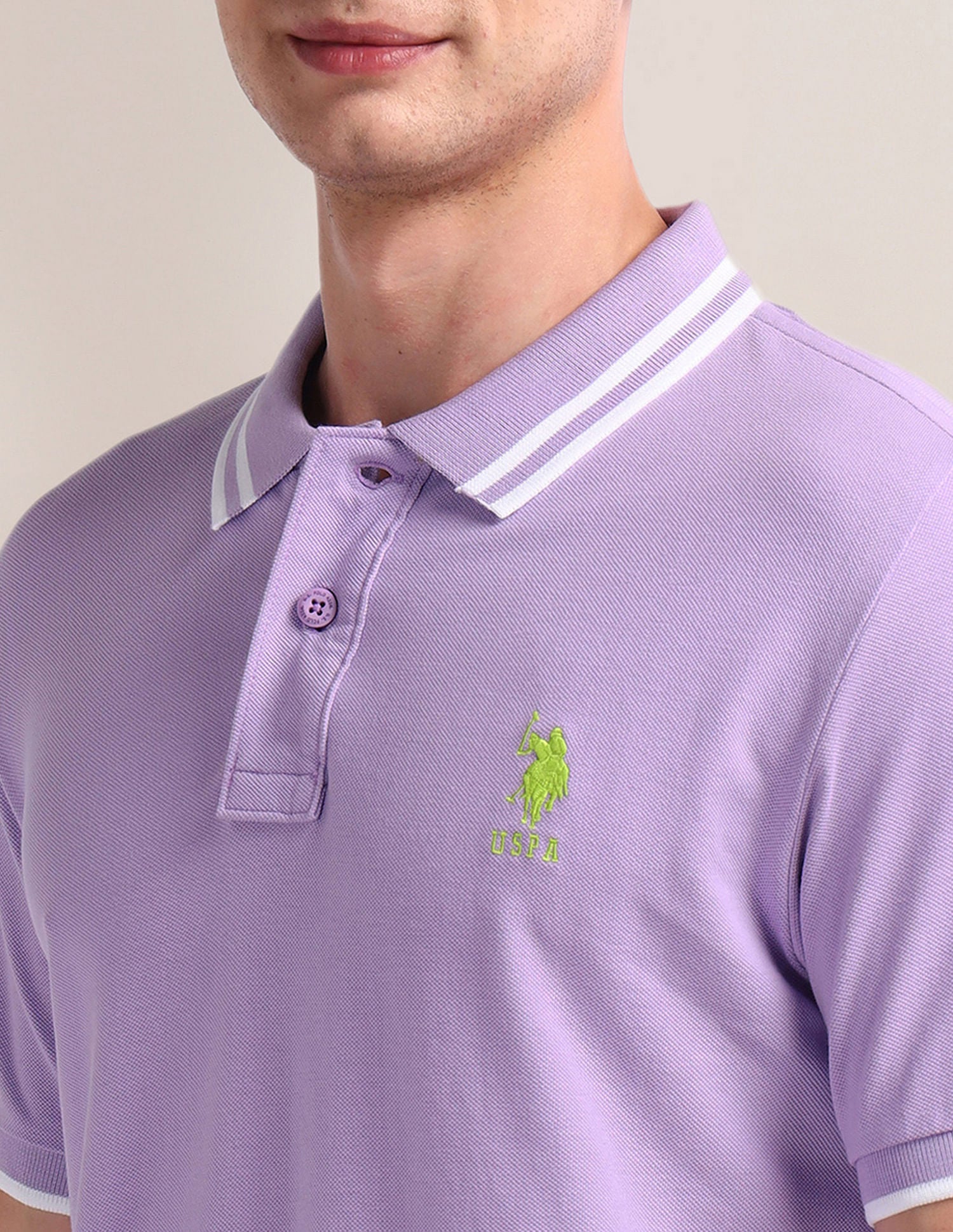 Solid Slim Fit Polo Shirt Lavender - U.S. Polo Assn. India | Large