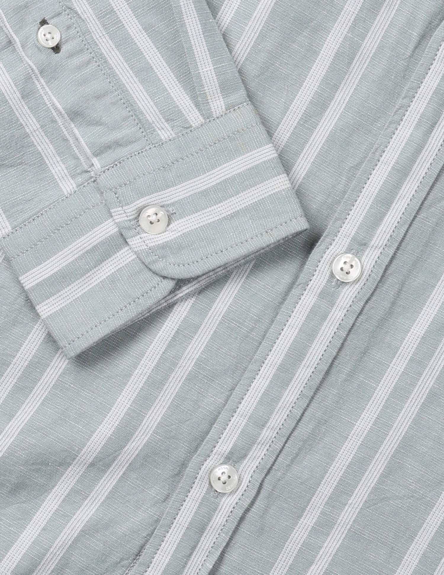 Vertical Striped Regular Fit Shirt Light Green - U.S. Polo Assn. India | Large