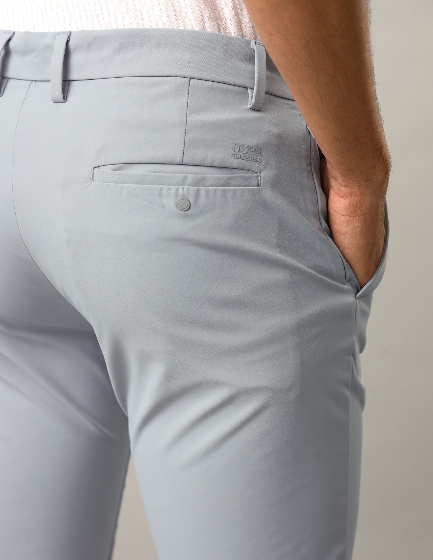 Austin Slim Fit Mid Rise Trousers Light Grey - U.S. Polo Assn. India | Large