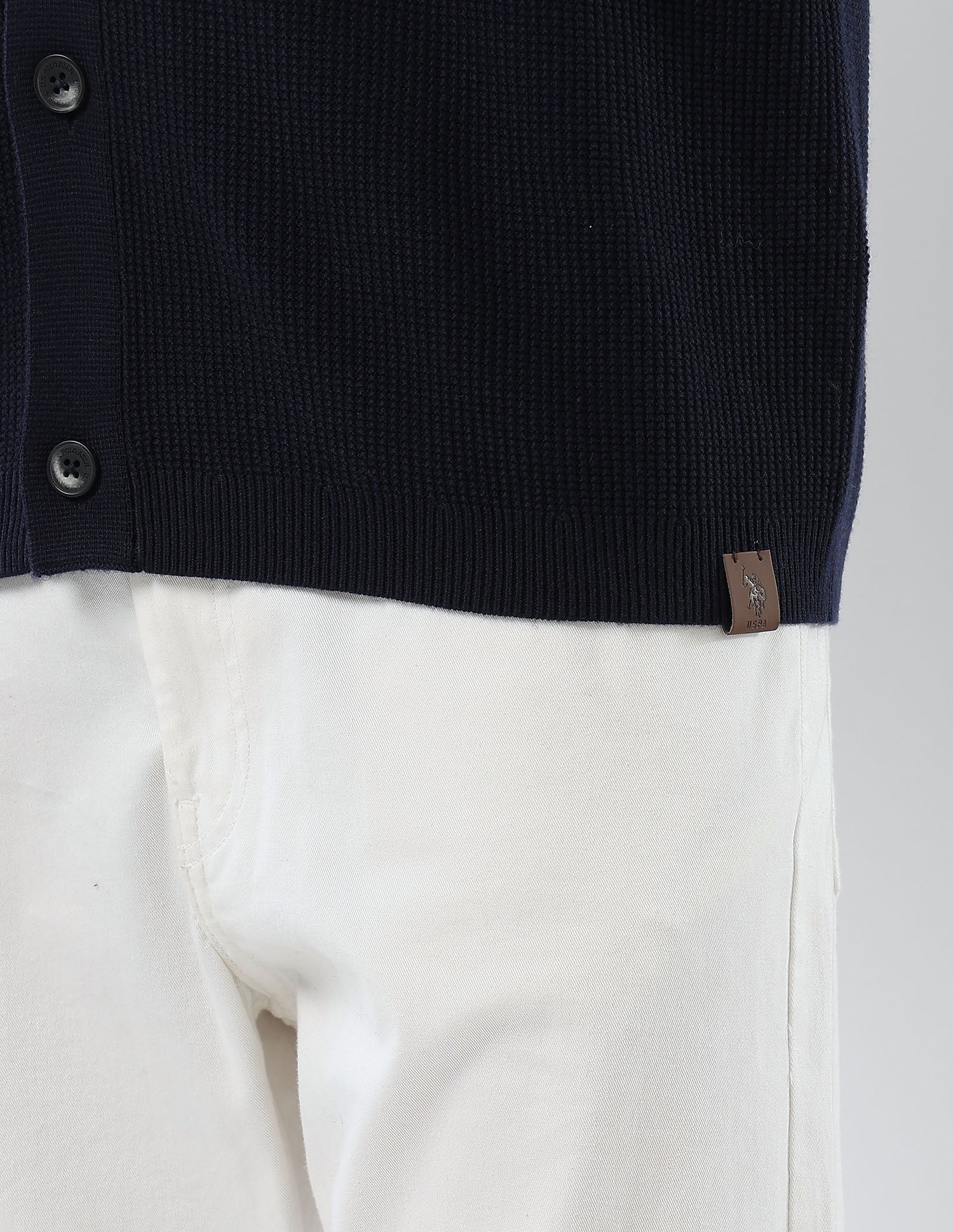 Patterned Knit Polo Neck Sweater Navy - U.S. POLO ASSN. | Large