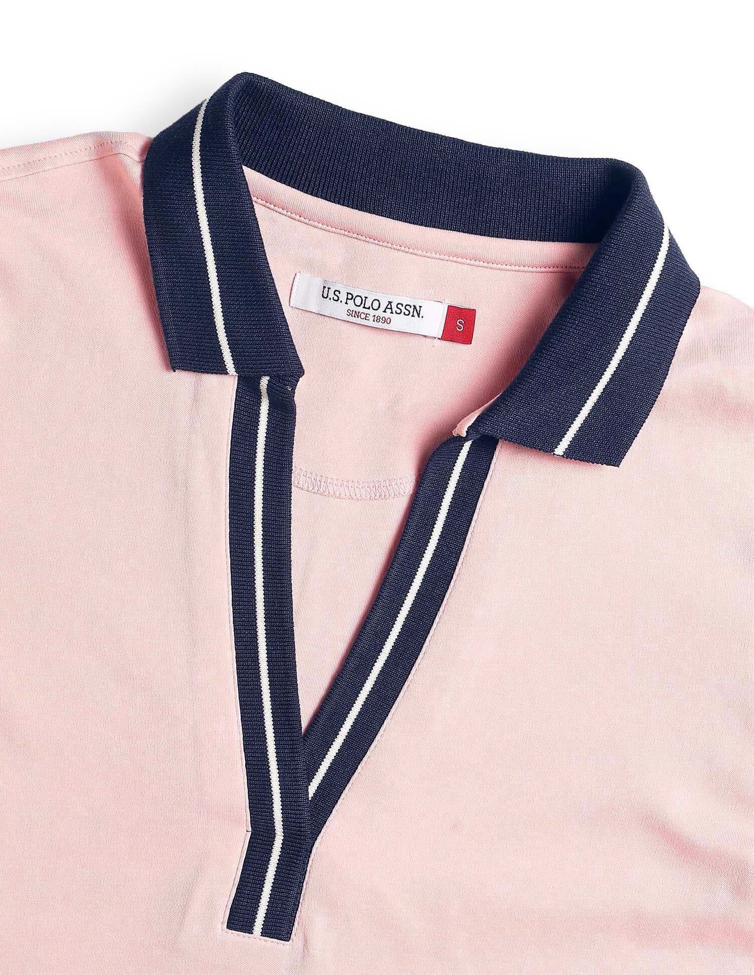 Solid Regular Fit Polo Shirt Light Pink - U.S. Polo Assn. India | Large