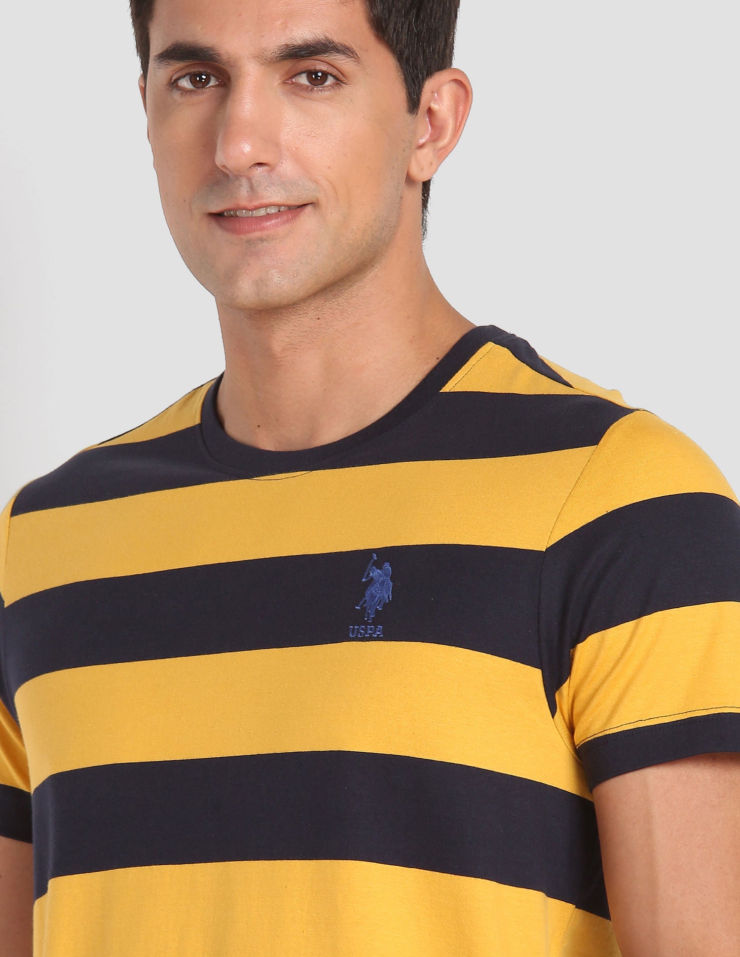 Crew Neck Striped I688 Lounge T-Shirt - Pack Of 1 Yellow and Navy - U.S. POLO ASSN. | Large