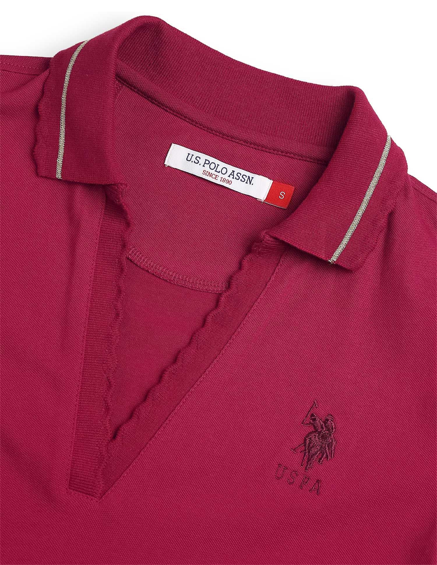 Solid Regular Fit Polo Shirt Dark Red - U.S. Polo Assn. India | Large