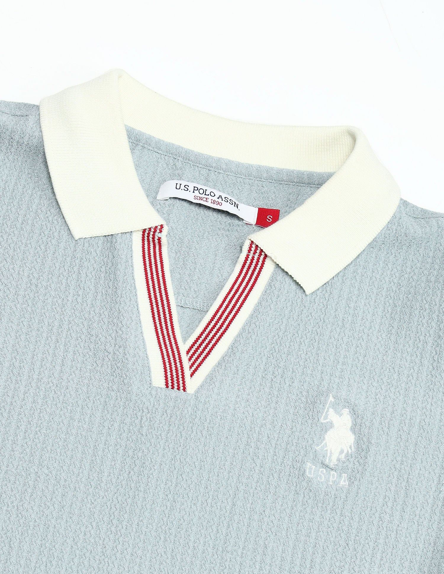 Contrast Collar Textured Polo Shirt Mint - U.S. POLO ASSN. | Large