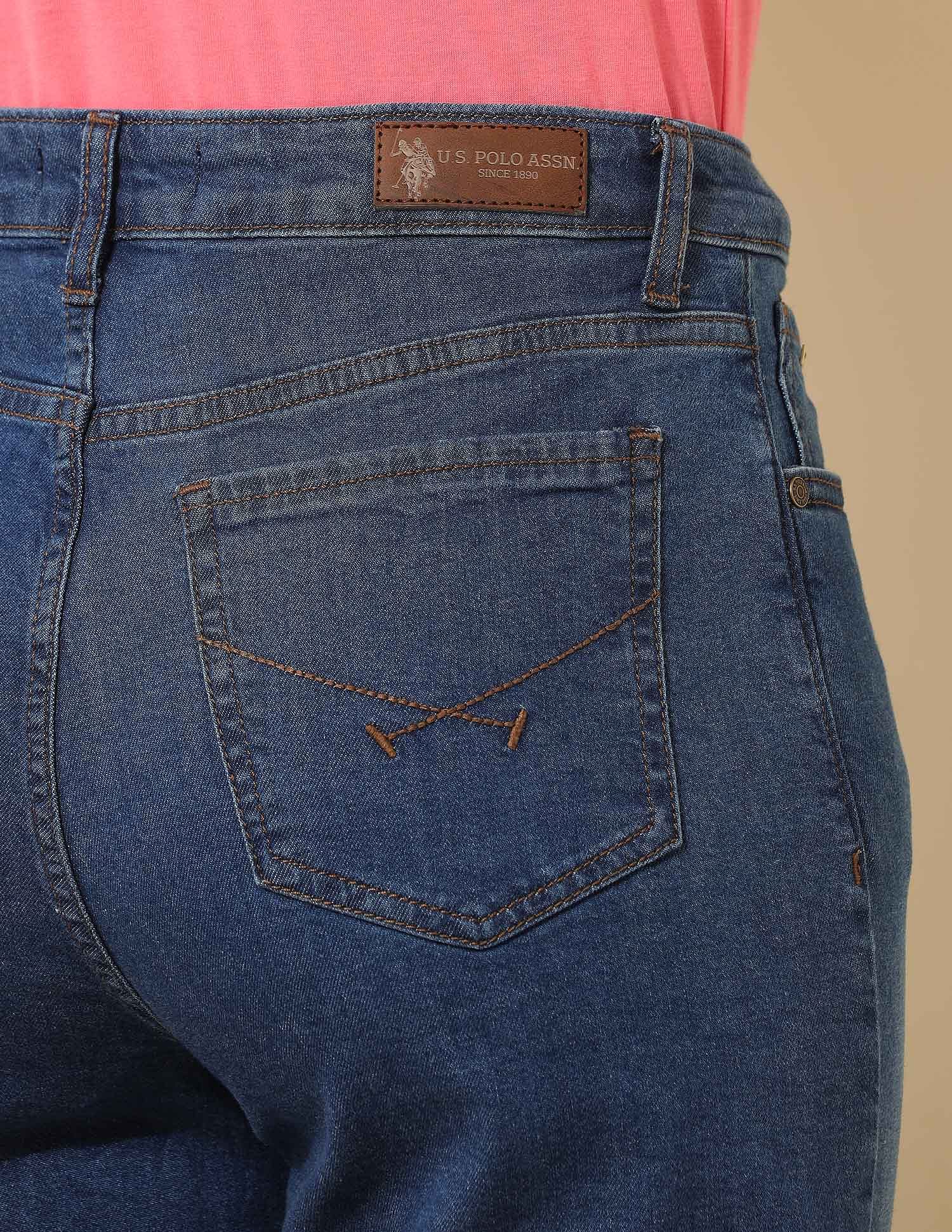 High Rise Wide Leg Fit Pintuck Jeans Blue - U.S. Polo Assn. India | Large