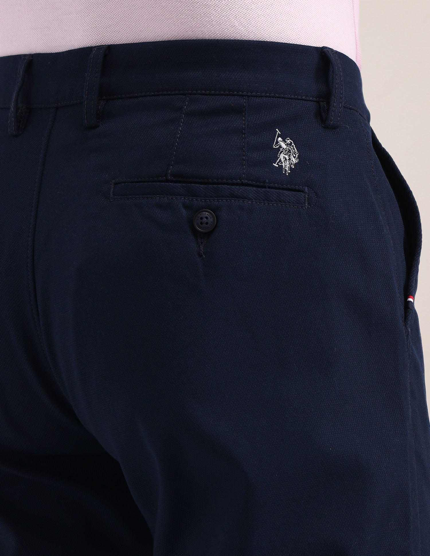Riley Straight Fit Solid Trousers Navy - U.S. POLO ASSN. | Large