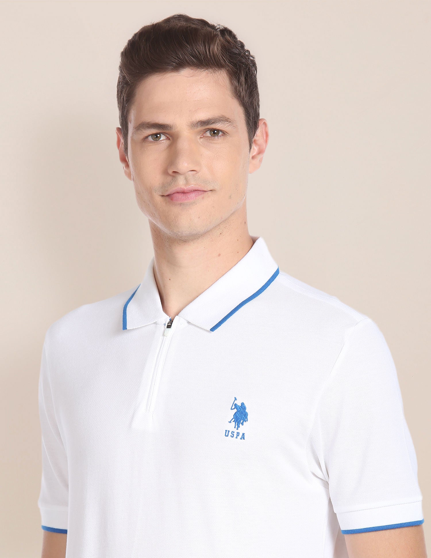 Solid Cotton Polo Shirt White - U.S. Polo Assn. India | Large