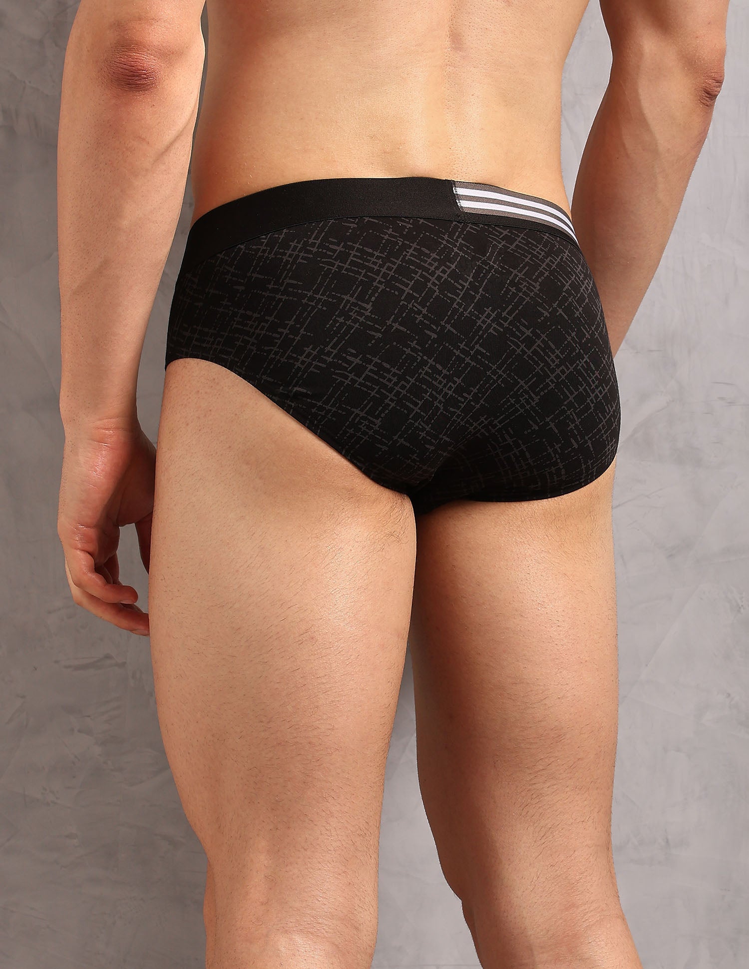 Printed Low Rise OEB20 Briefs - Pack Of 3 Uspa Black, Orion Blue and Asphalight - U.S. Polo Assn. India | Large