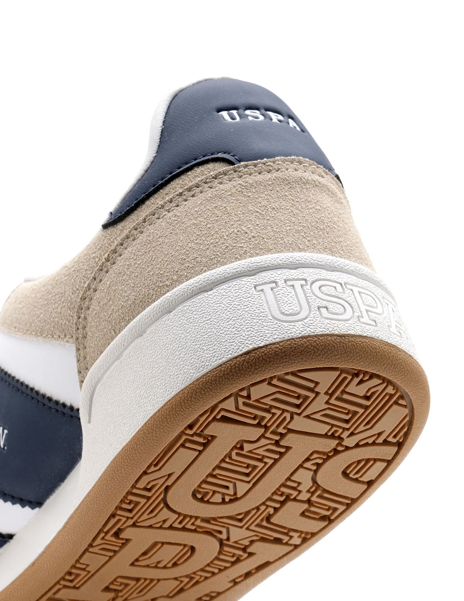 Men Gren Suede Colourblocked Sneakers Beige - U.S. POLO ASSN. | Large