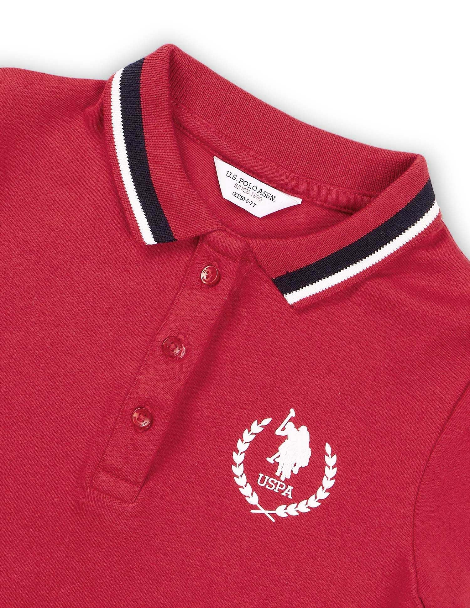Girls Polo Collar Cotton Dress Red - U.S. POLO ASSN. | Large