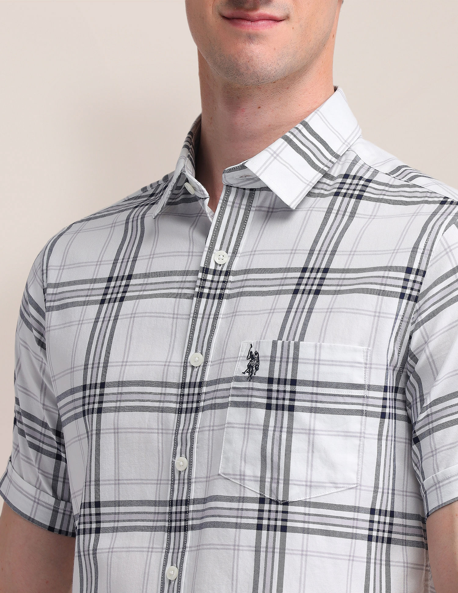 Plaid Checked Regular Fit Shirt White - U.S. Polo Assn. India | Large