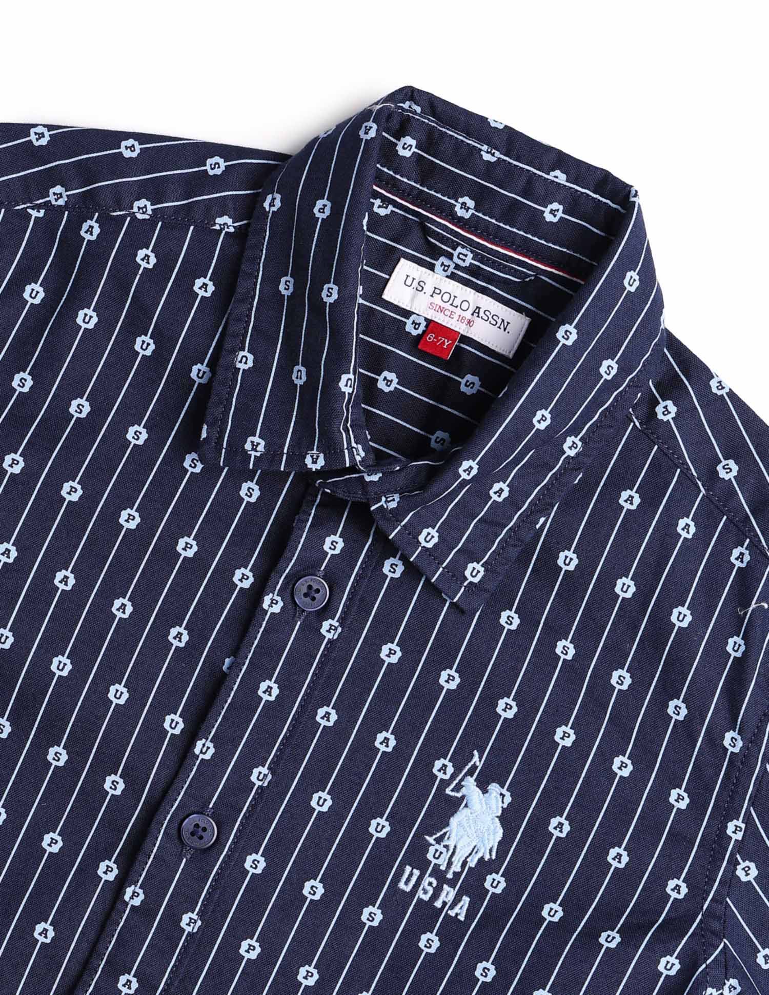 Boys Vertical Striped Oxford Shirt Navy - U.S. POLO ASSN. | Large