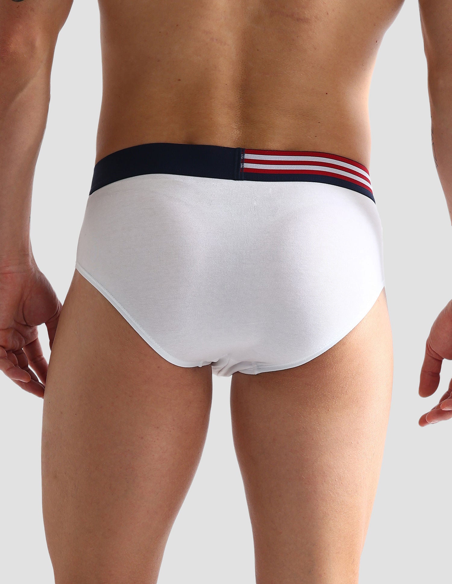 Flag Waist Single Jersey OEB06 Briefs - Pack Of 2 White and Blue - U.S. POLO ASSN. | Large