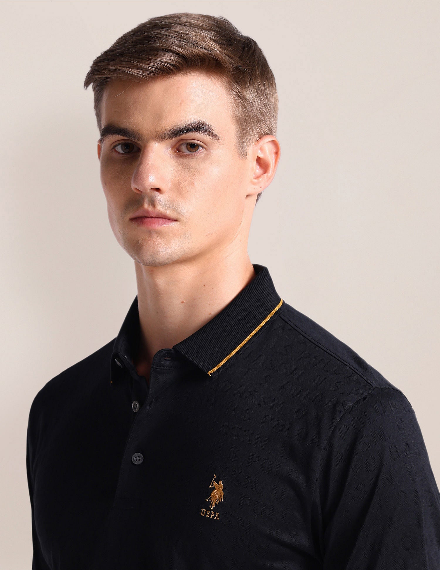 Solid Slim Fit Polo Shirt Black - U.S. Polo Assn. India | Large