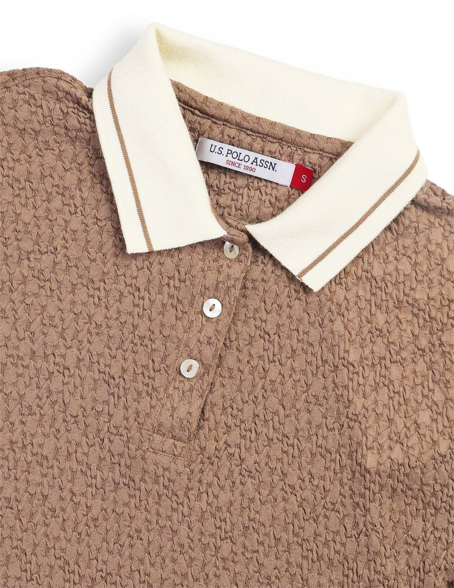 Regular Fit Textured Polo Shirt Dark Brown - U.S. Polo Assn. India | Large