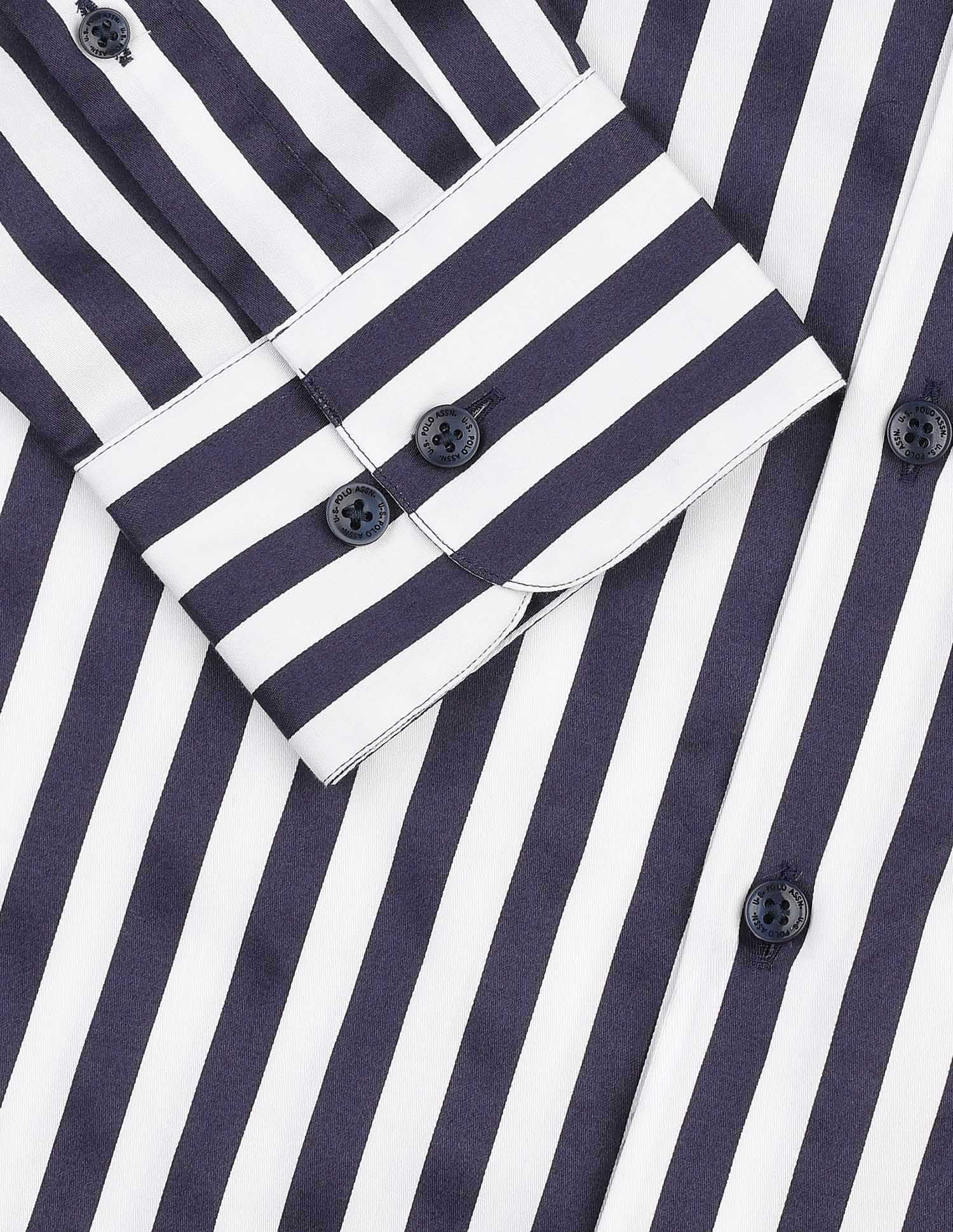 Vertical Striped Pure Cotton Shirt Navy - U.S. POLO ASSN. | Large