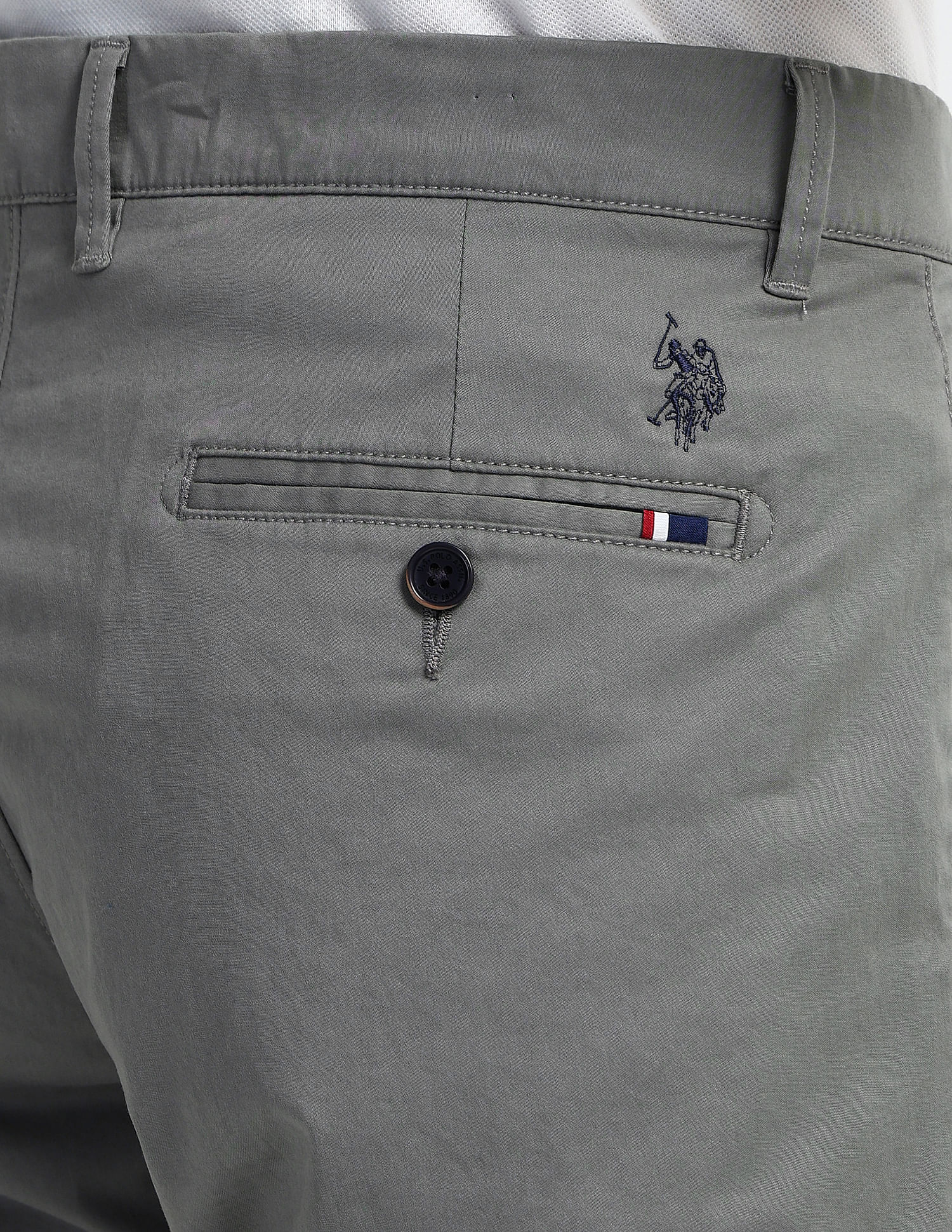 Solid Denver Slim Fit Trousers Grey - U.S. POLO ASSN. | Large