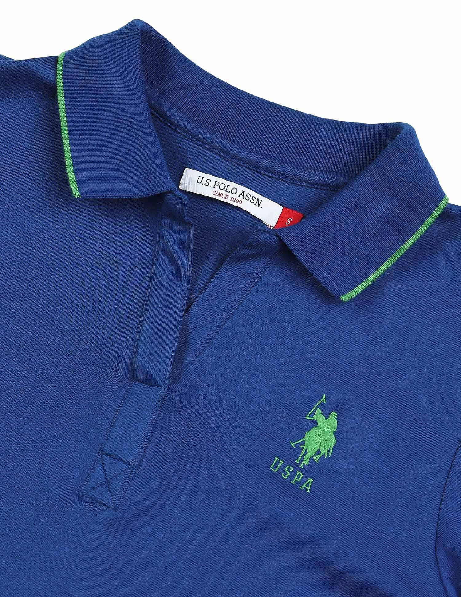 Tipped Collar Regular Fit Polo Shirt Blue - U.S. Polo Assn. India | Large