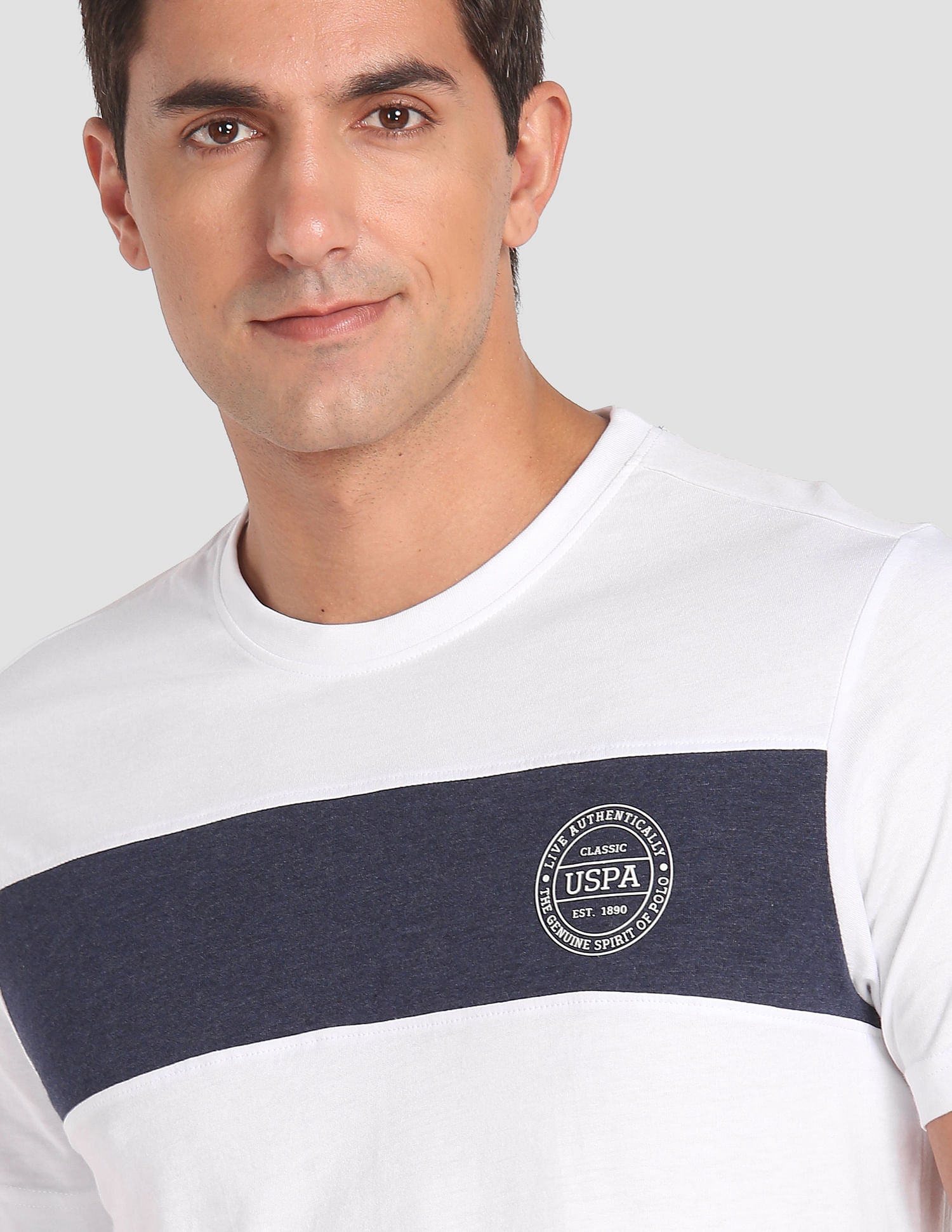 Crew Neck Colour Block I681 Lounge T-Shirt - Pack Of 1 White - U.S. POLO ASSN. | Large