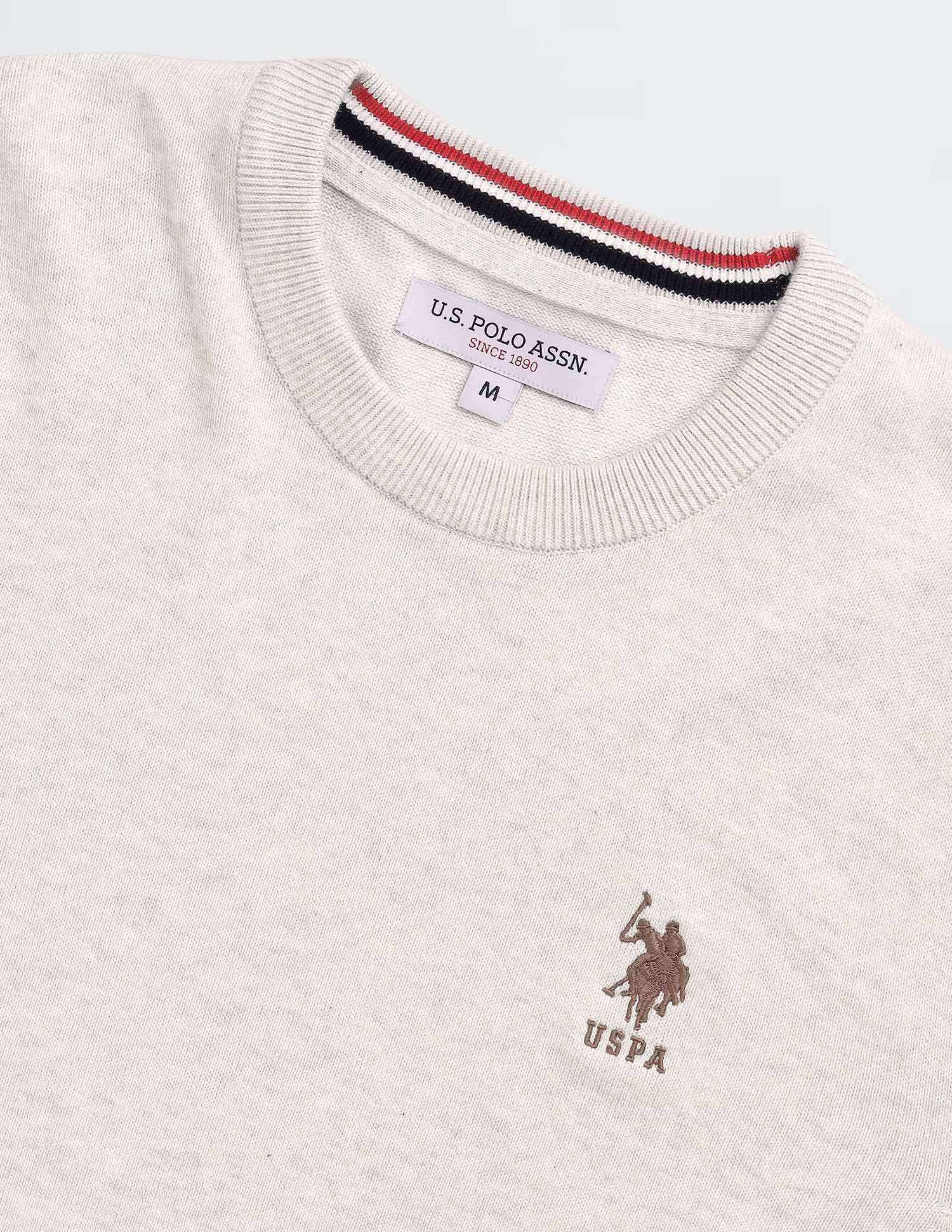 Solid Regular Fit Sweater Off White - U.S. POLO ASSN. | Large