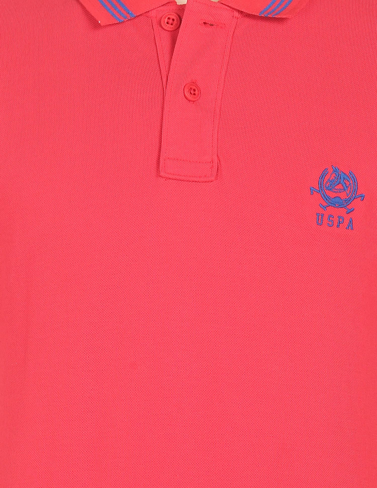 Cotton Solid Polo Shirt Coral Red - U.S. POLO ASSN. | Large
