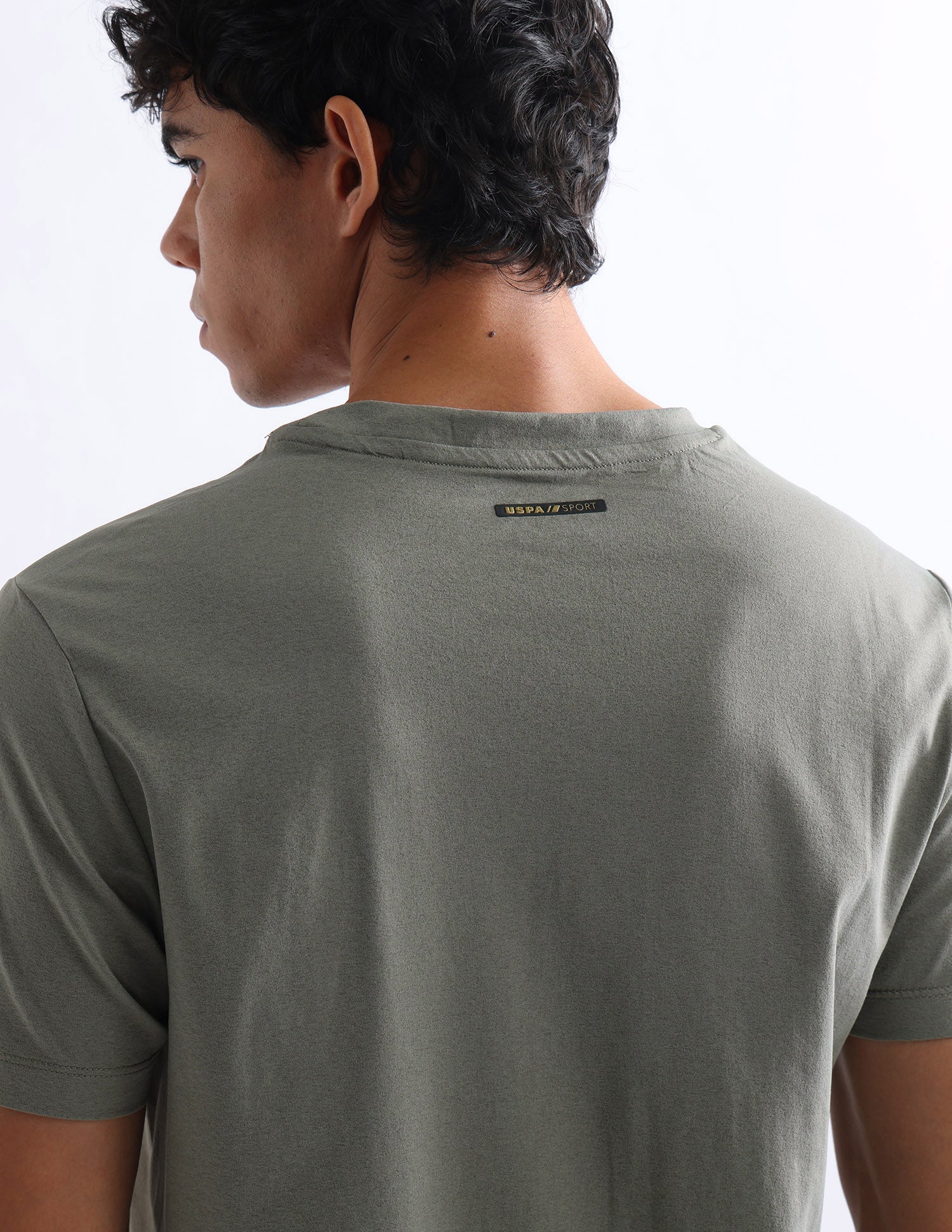 Solid Slim Fit T-Shirt Light Olive - U.S. Polo Assn. India | Large