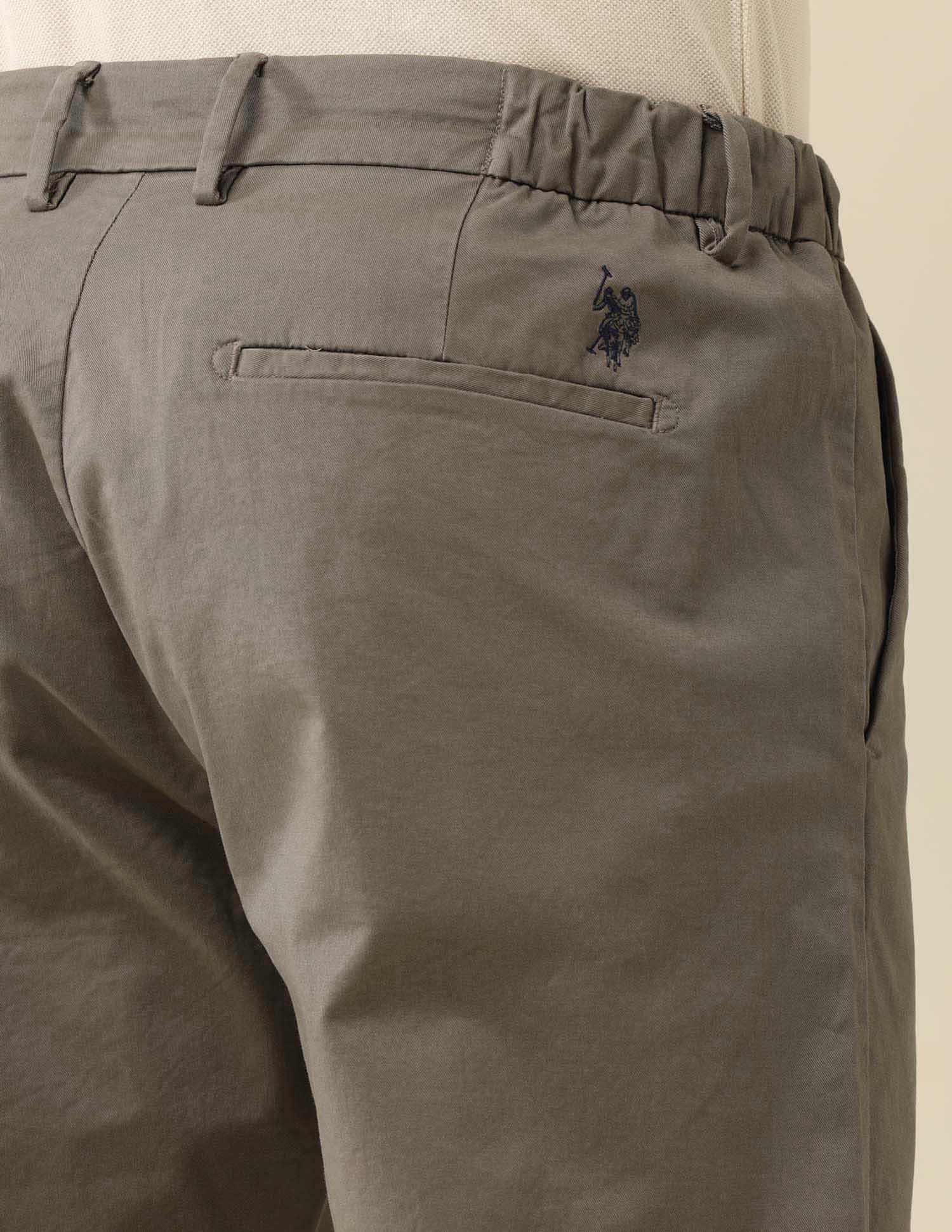 Straight Fit Solid Chinos Dark Brown - U.S. Polo Assn. India | Large