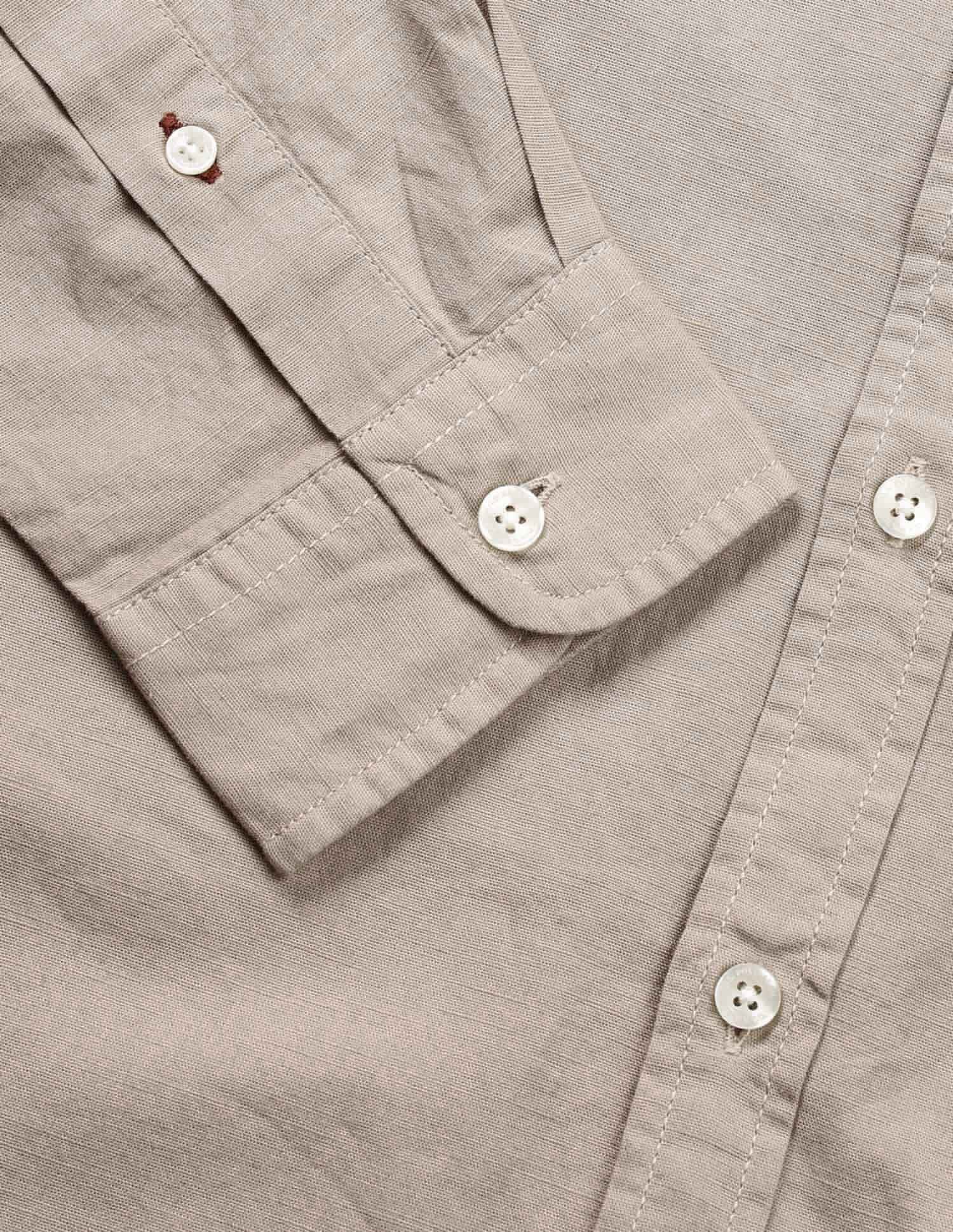 Solid Slub Mandarin Collar Shirt Khaki - U.S. Polo Assn. India | Large