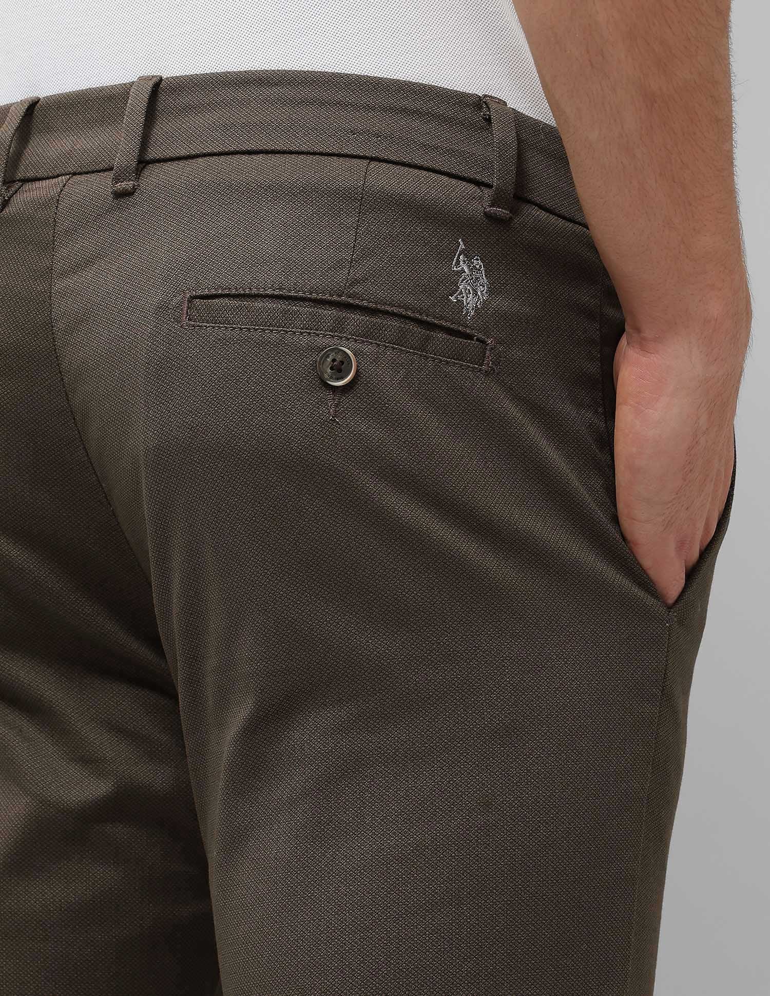 Slim Fit Textured Trousers Olive - U.S. POLO ASSN. | Large