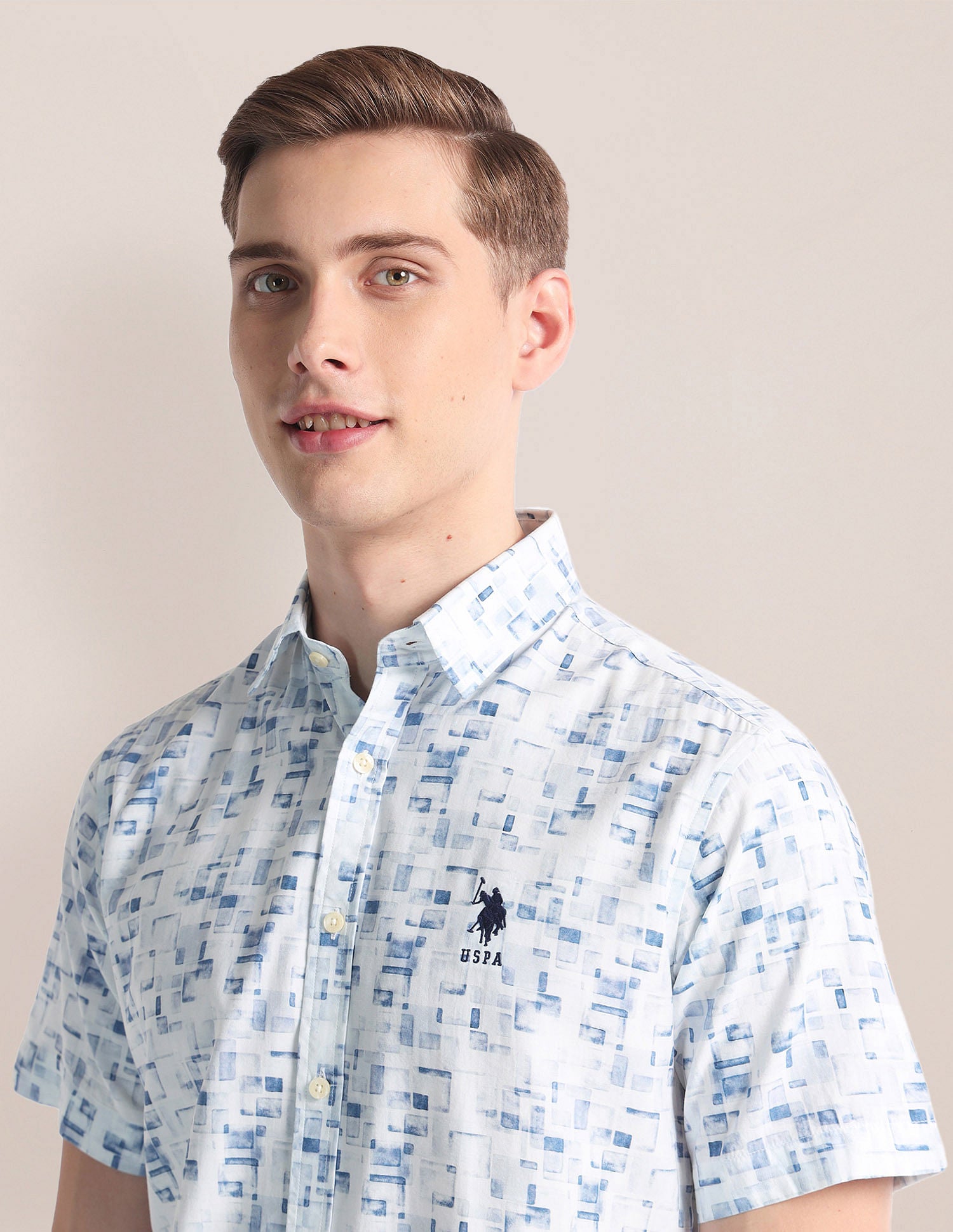 Abstract Print Twill Shirt Blue - U.S. Polo Assn. India | Large