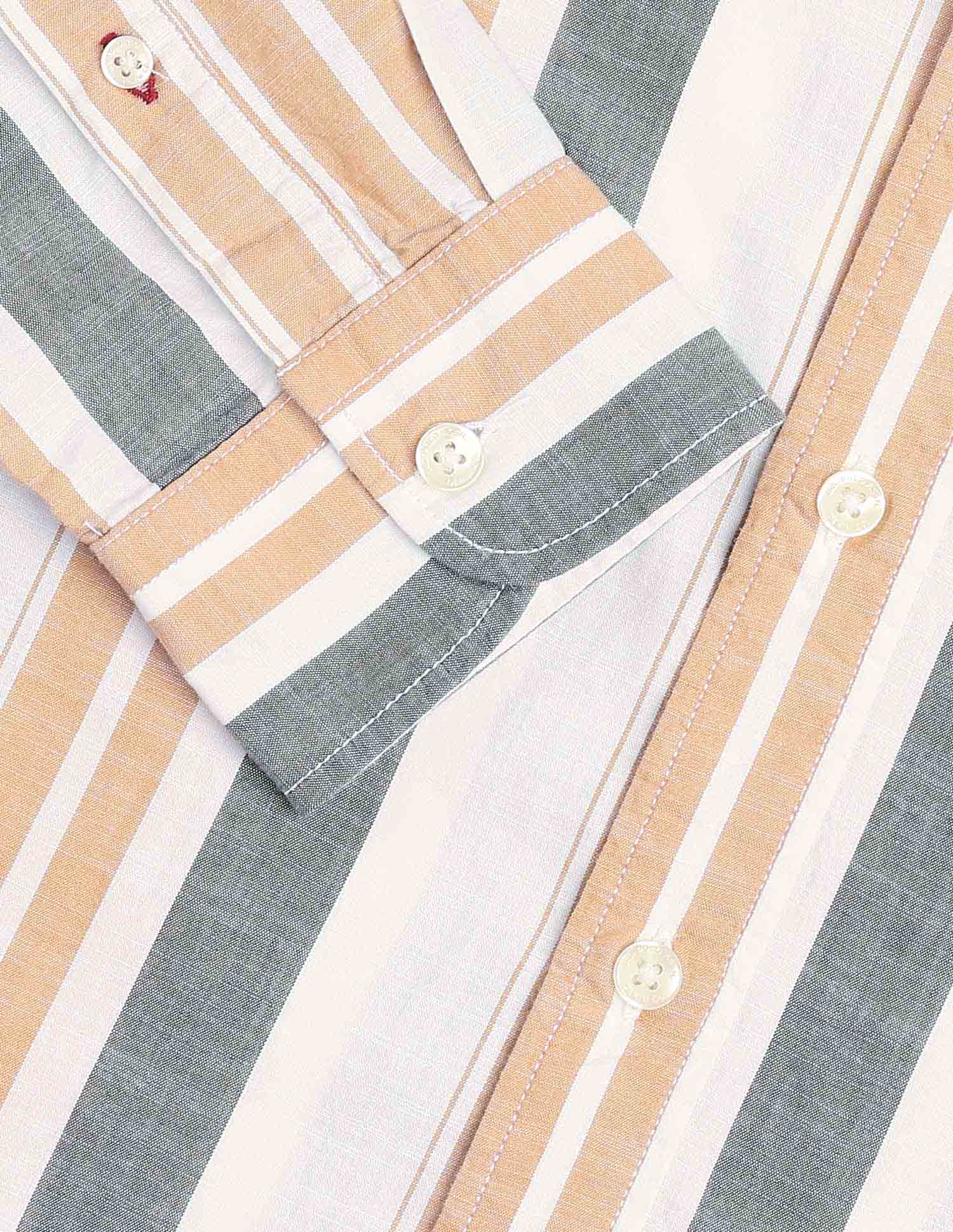 Vertical Striped Pure Cotton Shirt Ivory - U.S. Polo Assn. India | Large